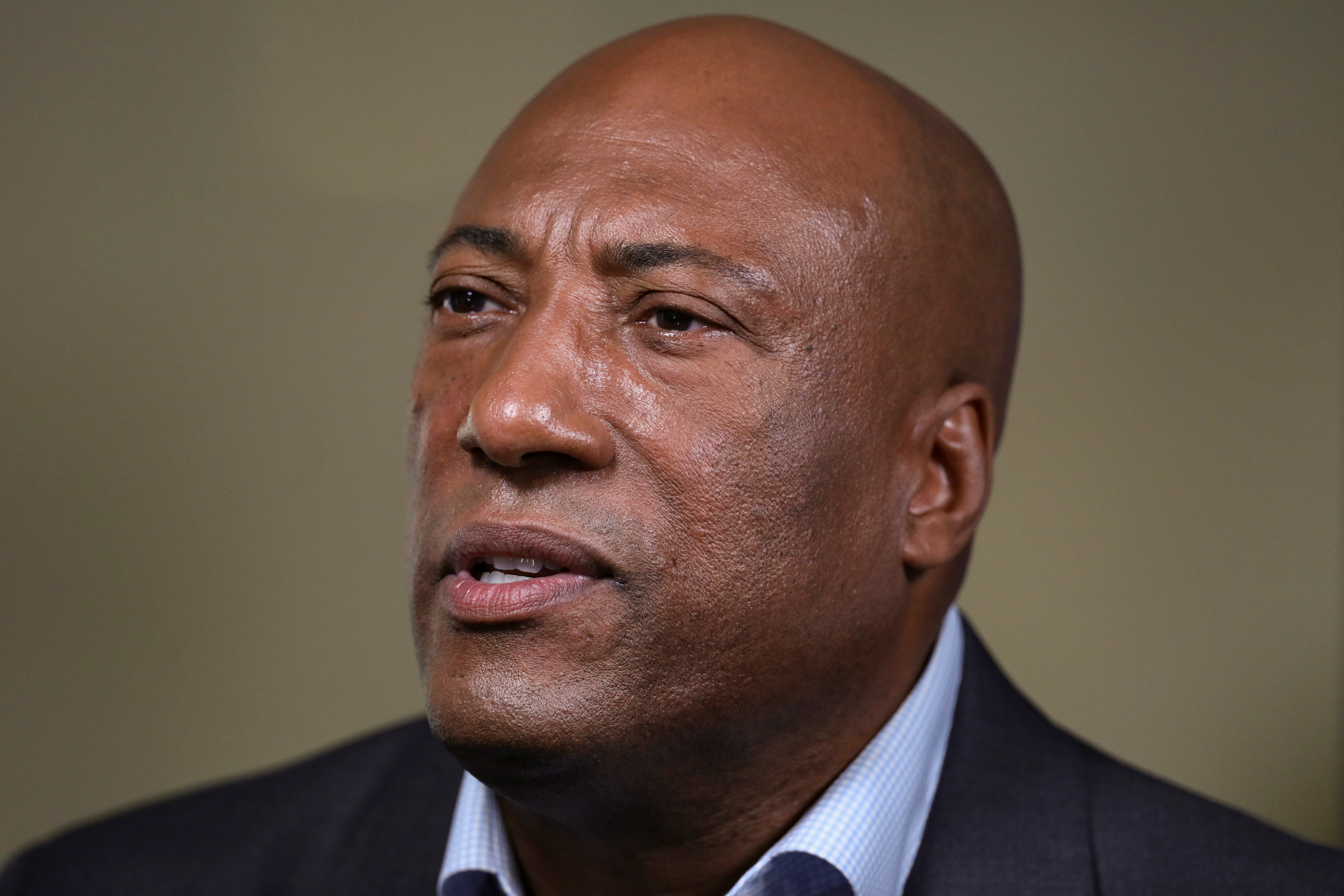 Byron Allen, Founder, Chairman and CEO of Entertainment Studios and Allen Media Group, speaks at the 2021 Milken Institute Global Conference in Beverly Hills, California, U.S., October 19, 2021. REUTERS/David Swanson