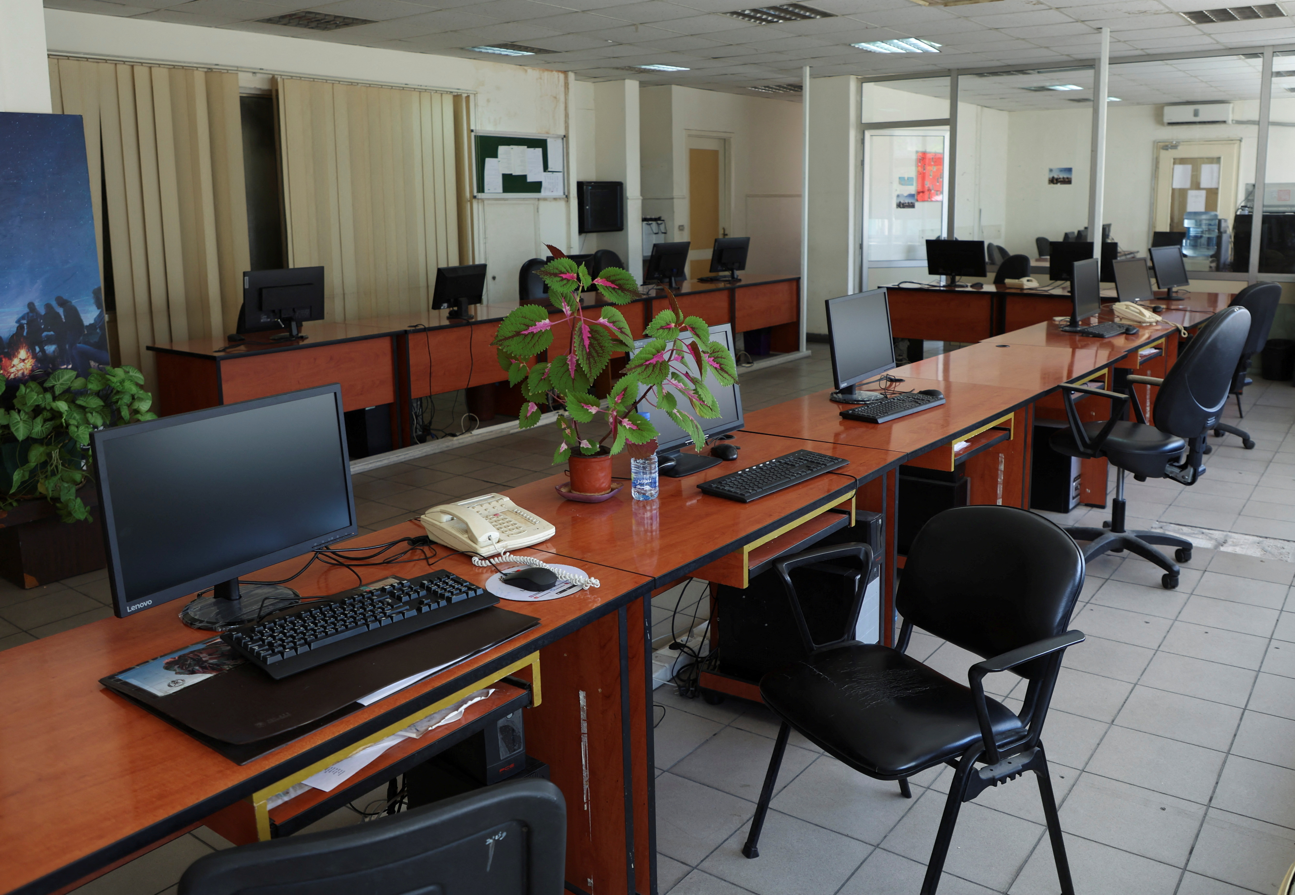 A view shows an empty office at the Ministry of Information during intermittent state workers strike in Beirut