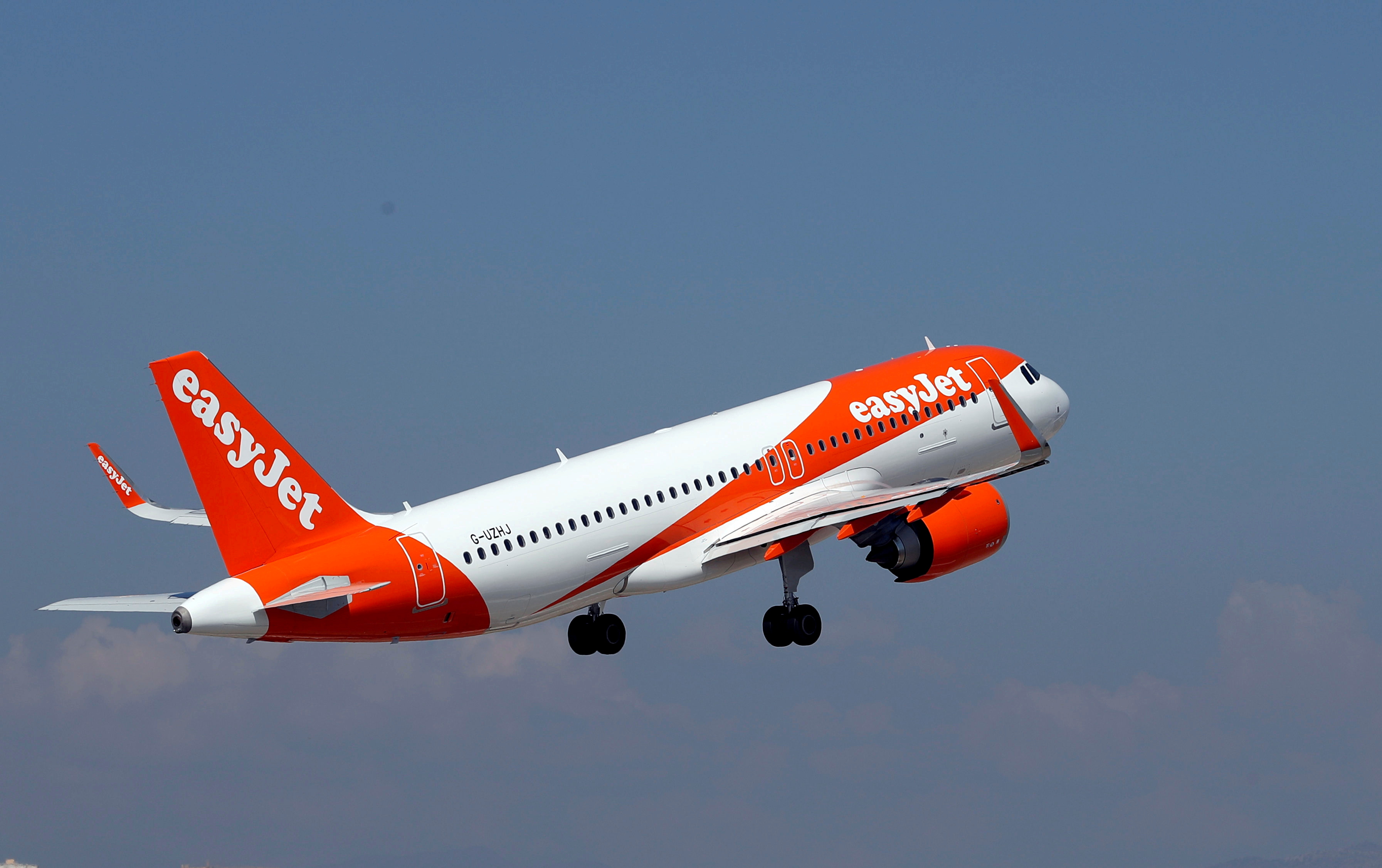 FILE PHOTO: The easyJet Airbus A320-251N takes off from Nice international airport in Nice, France