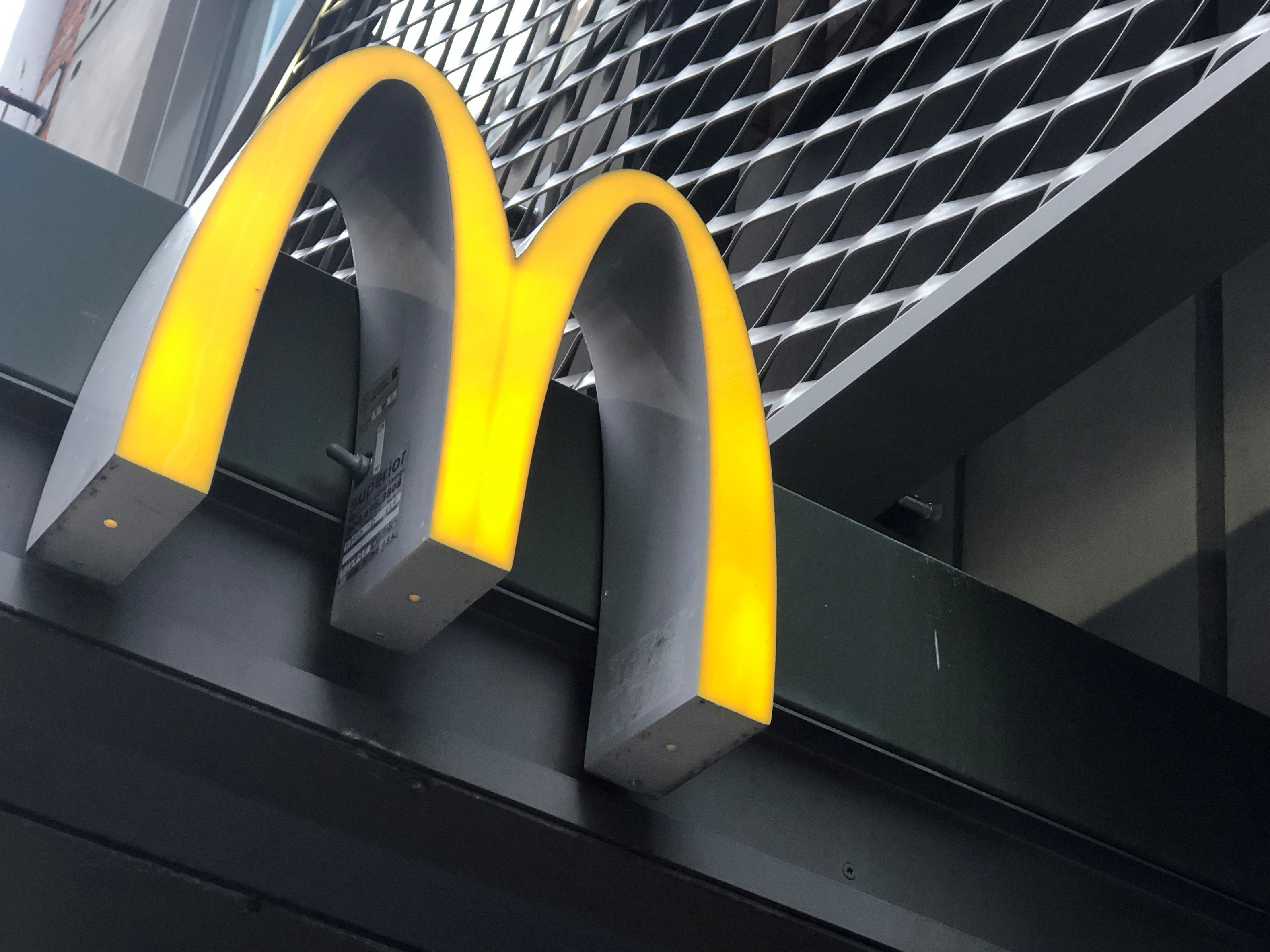 The McDonald's logo is seen outside the fast-food chain McDonald's in New York