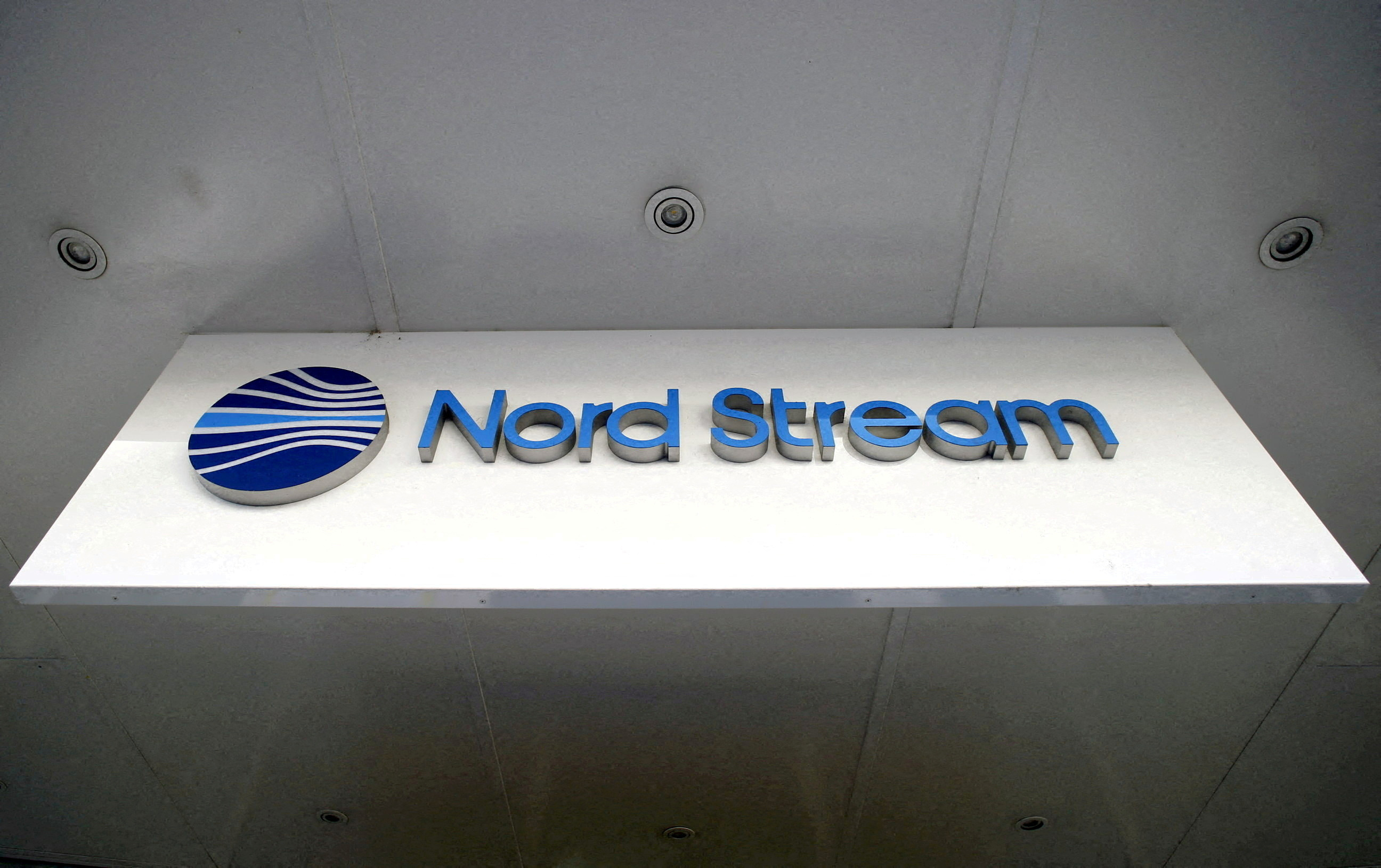 The logo of Nord Stream is seen at the headquarters of Nord Stream AG in Zug
