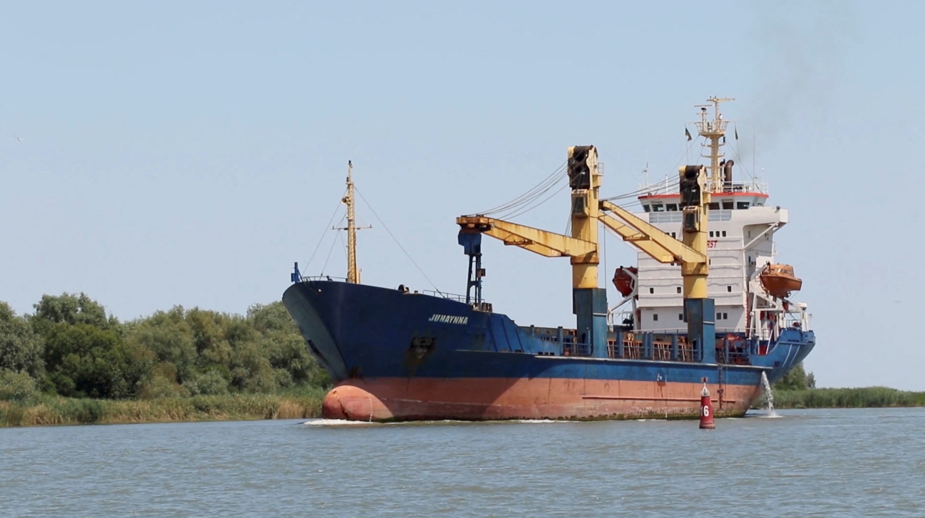 Cargo ships heads from Black Sea to Danube, in Odesa region, Ukraine