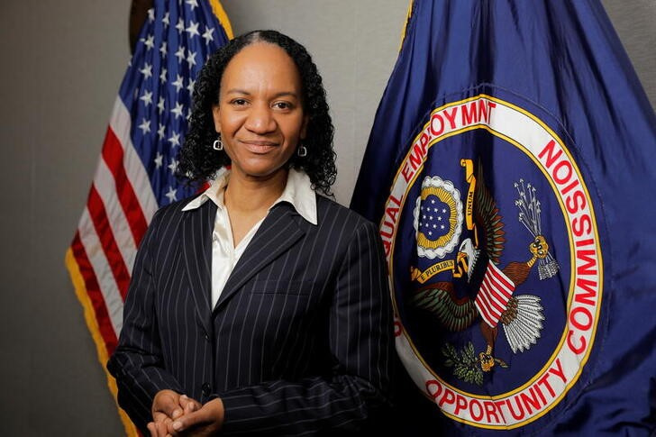 Charlotte Burrows, chair of The United States Equal Employment Opportunity Commission (EEOC) poses for a photo at their headquarters in Washington, D.C.