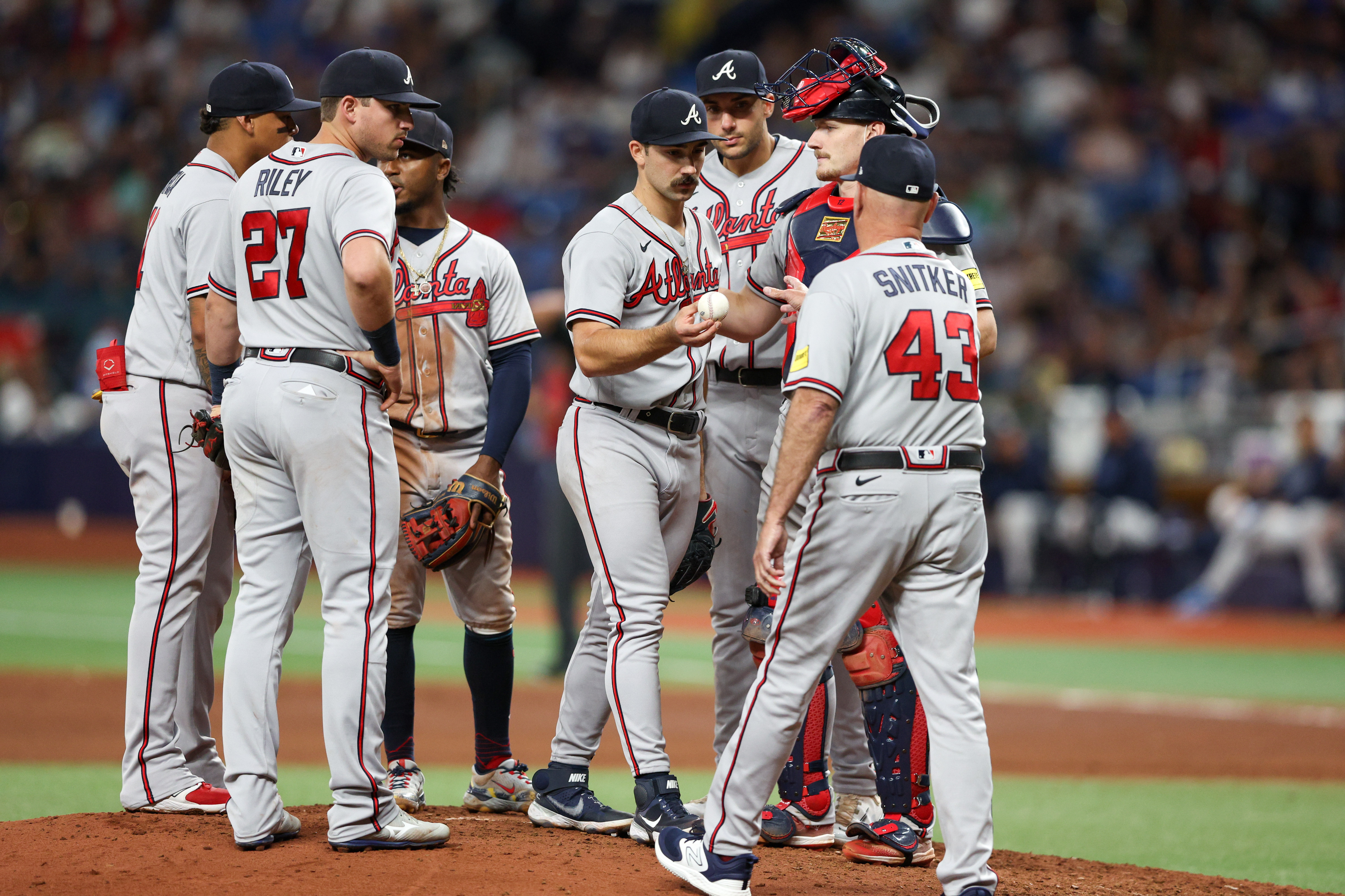 March 15, 2023, North Port FL USA; Atlanta Braves starting pitcher Spencer  Strider (99) and catcher Sean Murphy (12) take the field at the start of an  Stock Photo - Alamy