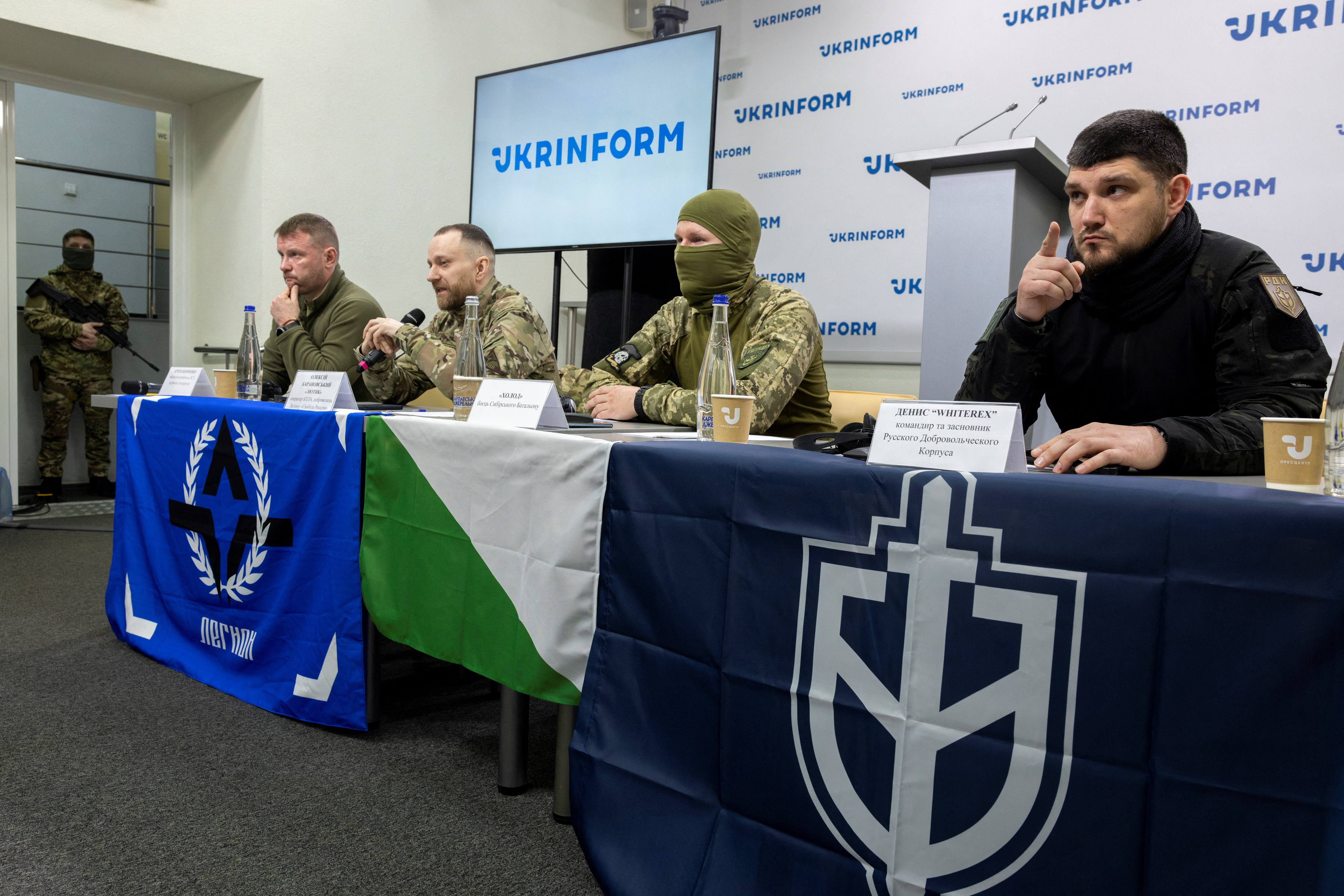 Press conference by Russian paramilitary groups who fight on the side Ukraine in Kyiv