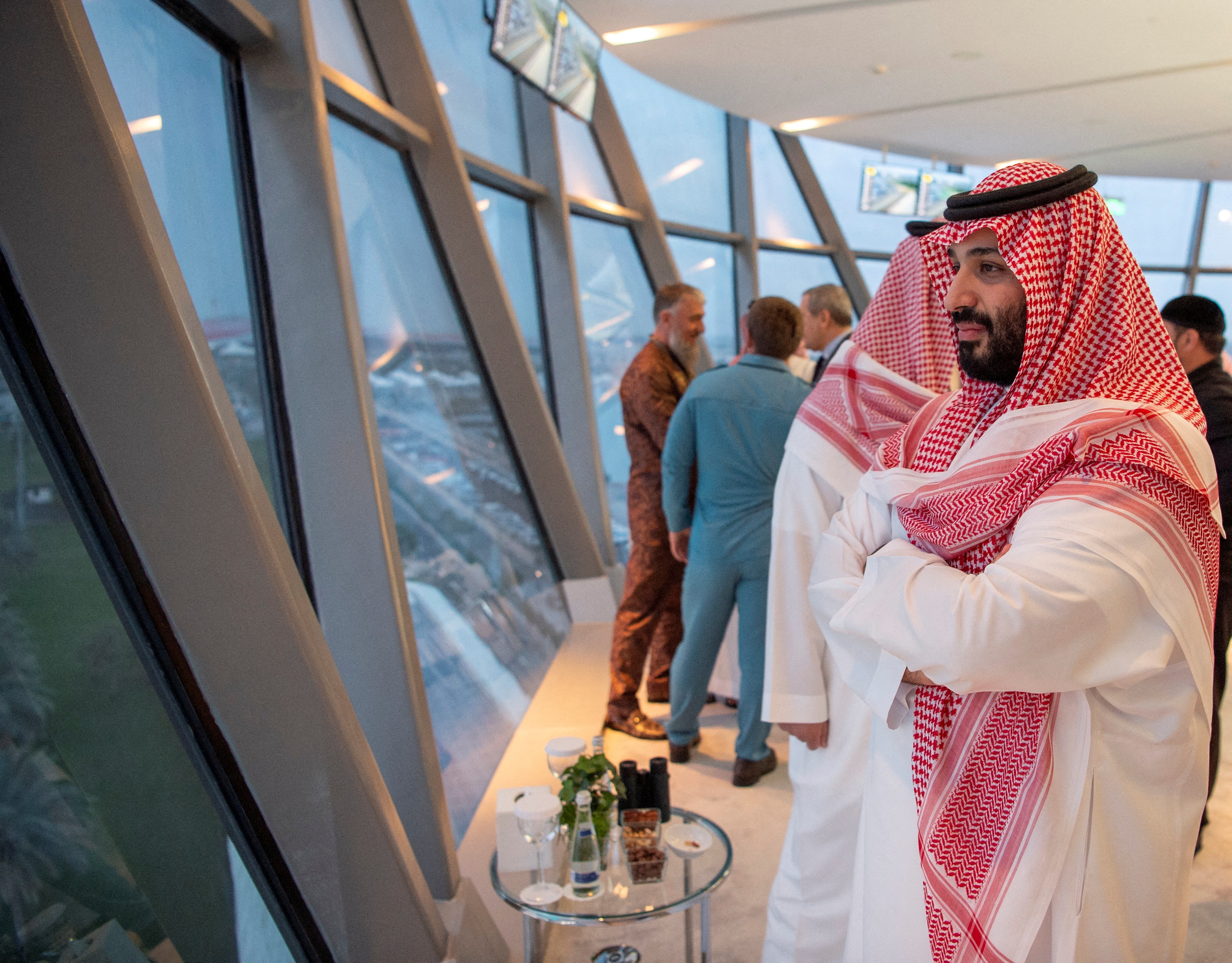 Saudi Crown Prince Mohammed bin Salman is seen during the Emirates Formula One Grand Prix at the Yas Marina racetrack in Abu Dhabi