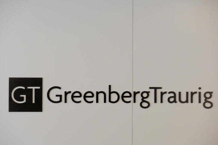 The logo of law firm Greenberg Traurig LLP is seen in their office in Washington