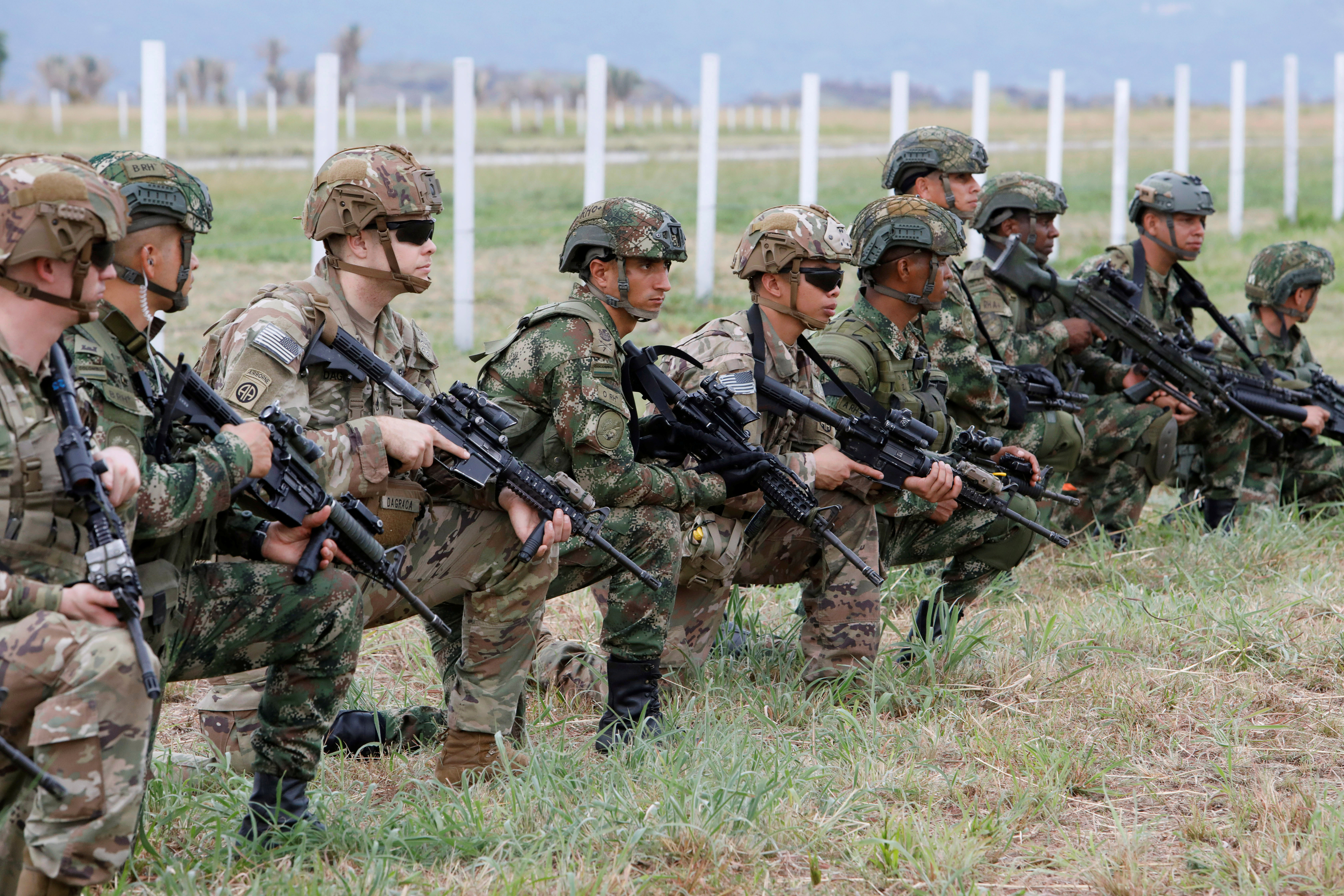 Colombian and U.S. paratroopers in combined exercise at the Tolemaida military base in Colombia