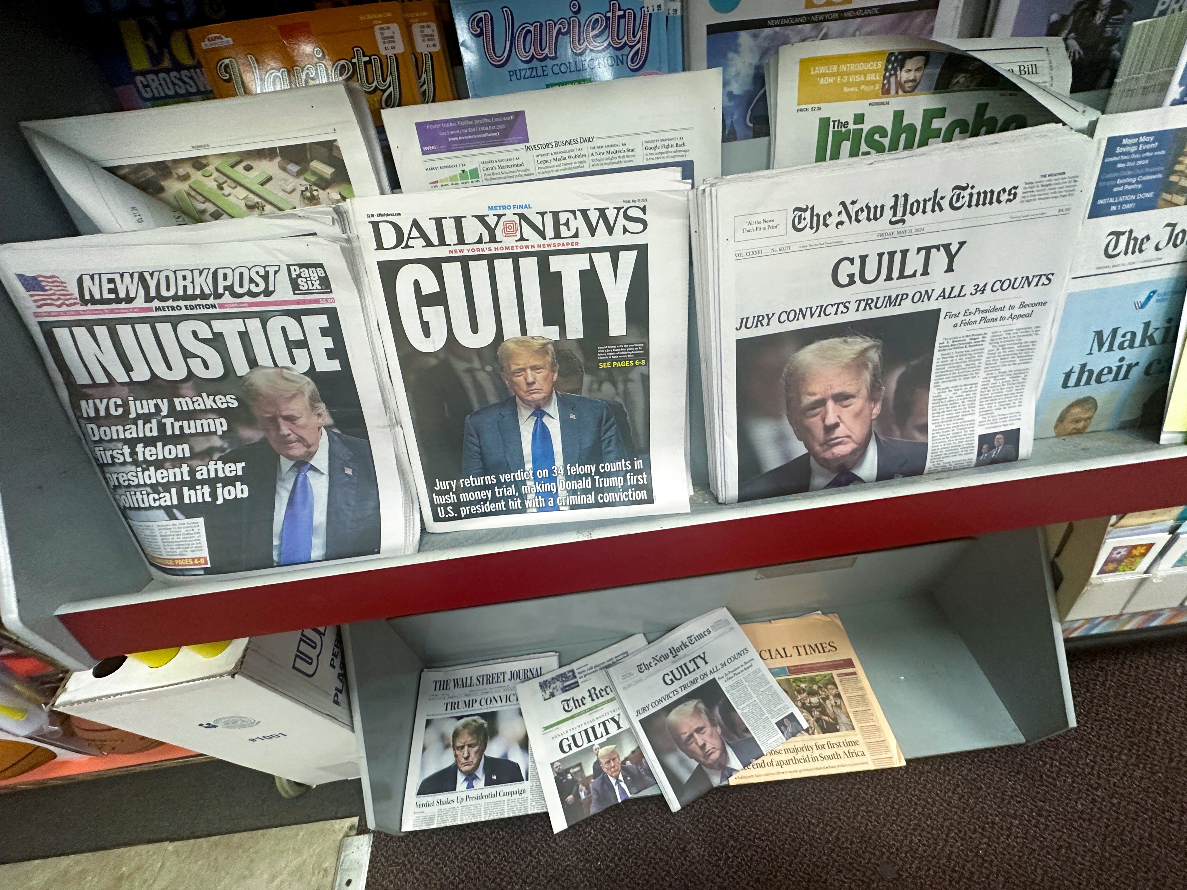 Newspaper headlines following Trump verdict