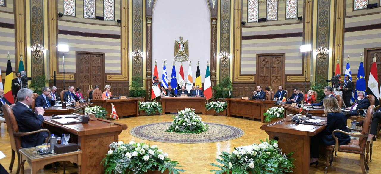 Egyptian President Abdel Fattah al-Sisi meets with European leaders at the Ittihadiya presidential palace in Cairo