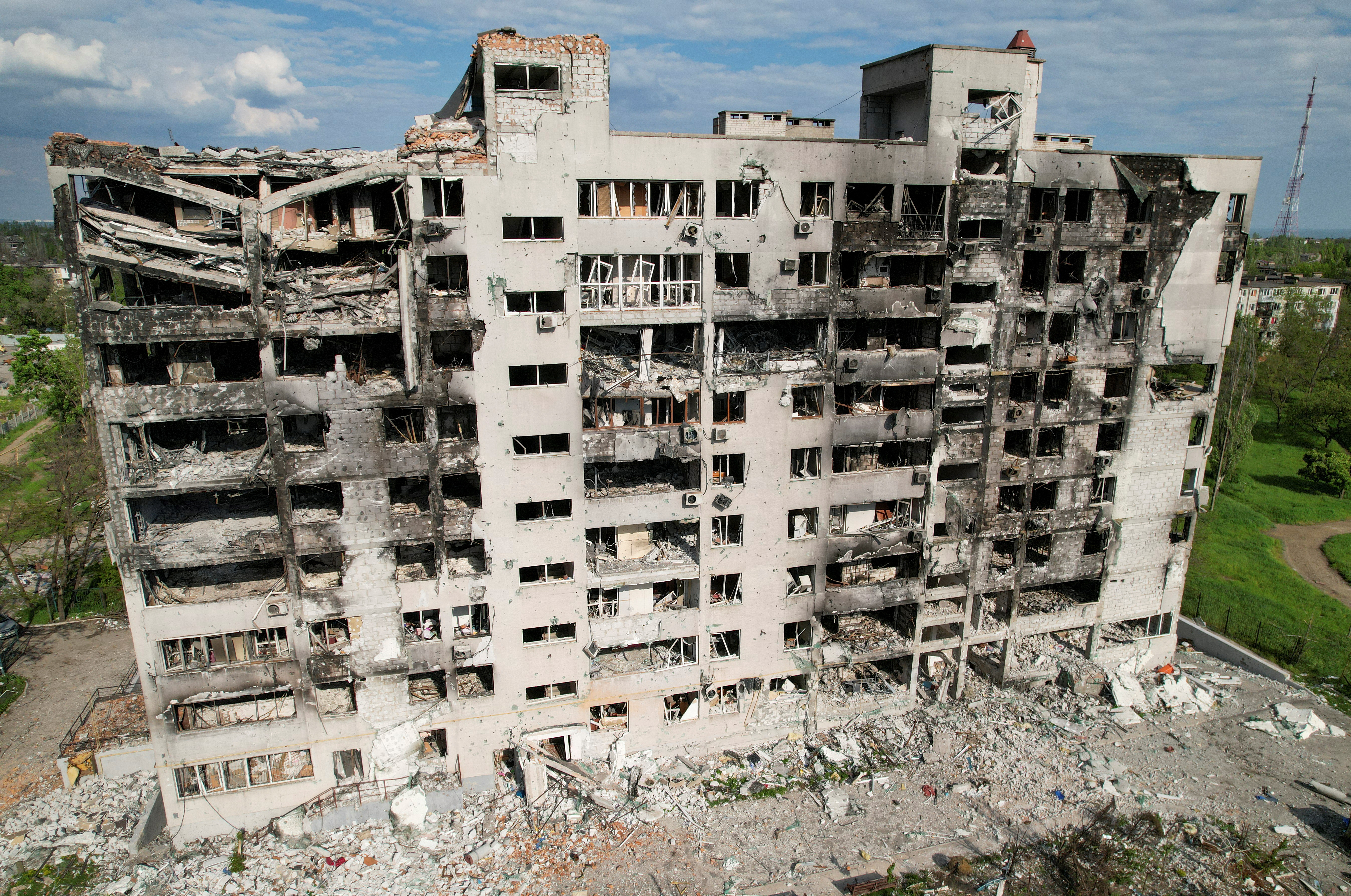 Mariupol Residential Building Damaged by Heavy Bombardment