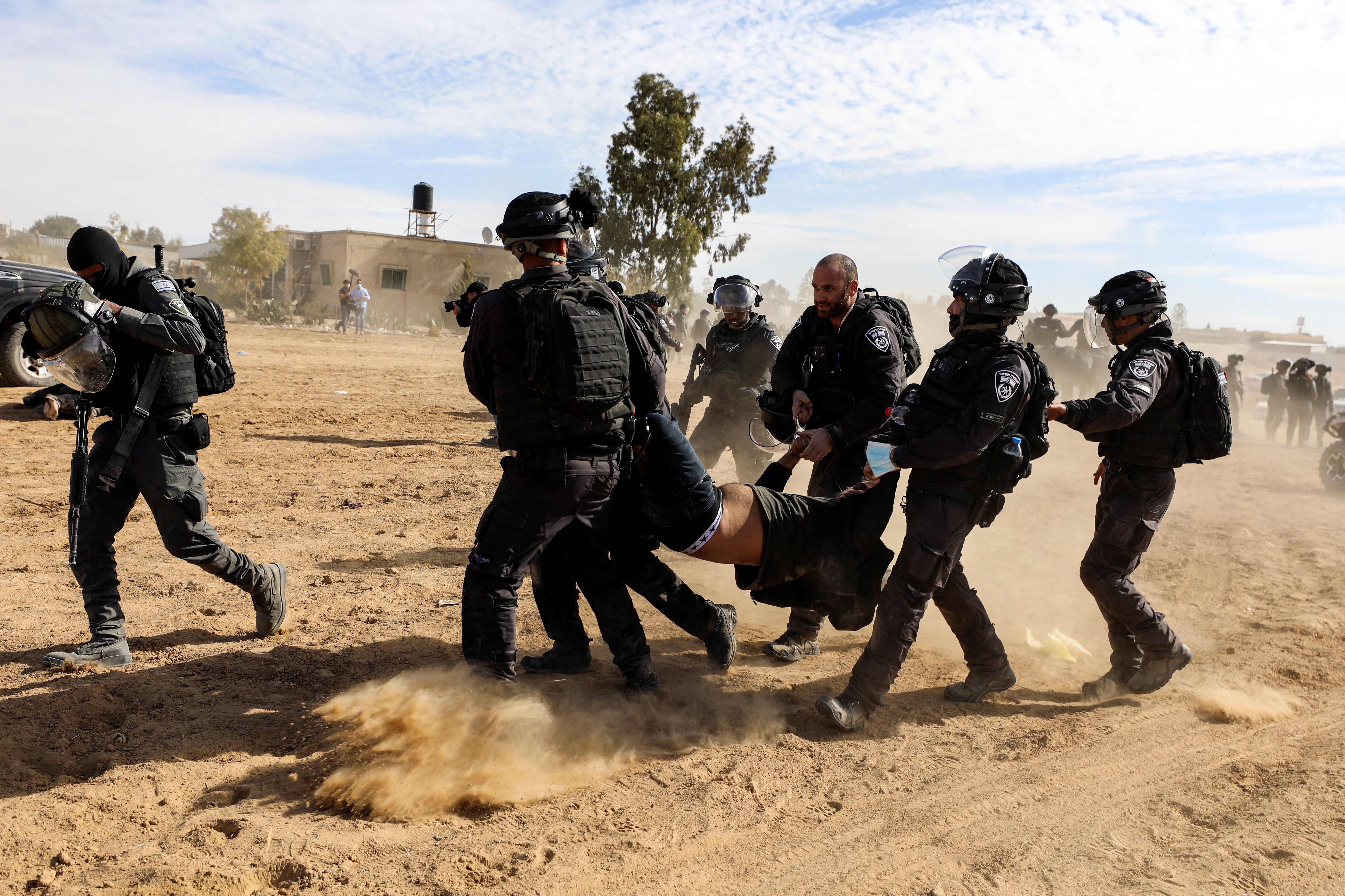 Israeli security forces clash with Bedouins during protest against forestation
