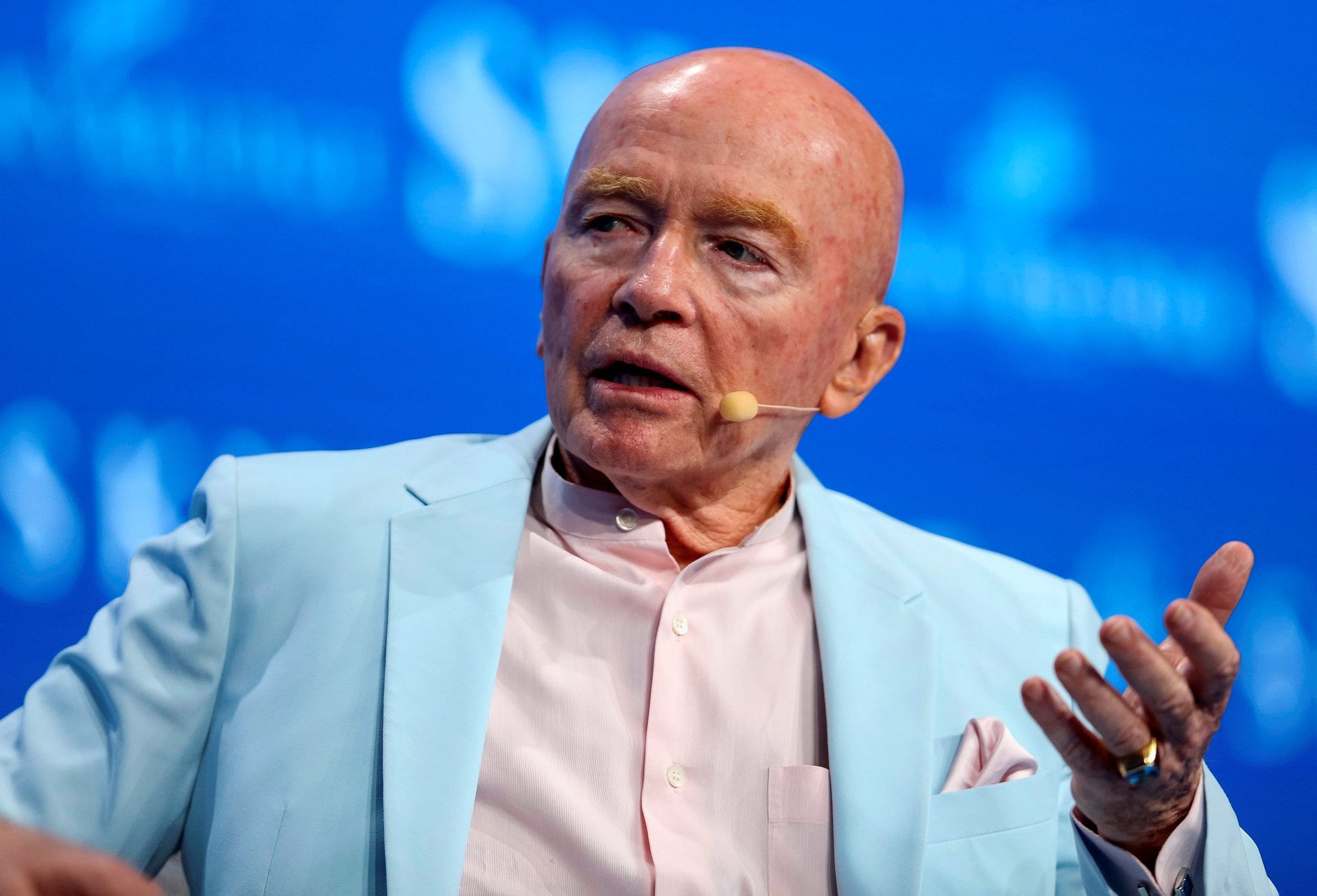 Mark Mobius, executive chairman at Templeton Emerging Markets Group, speaks during the SALT conference in Las Vegas