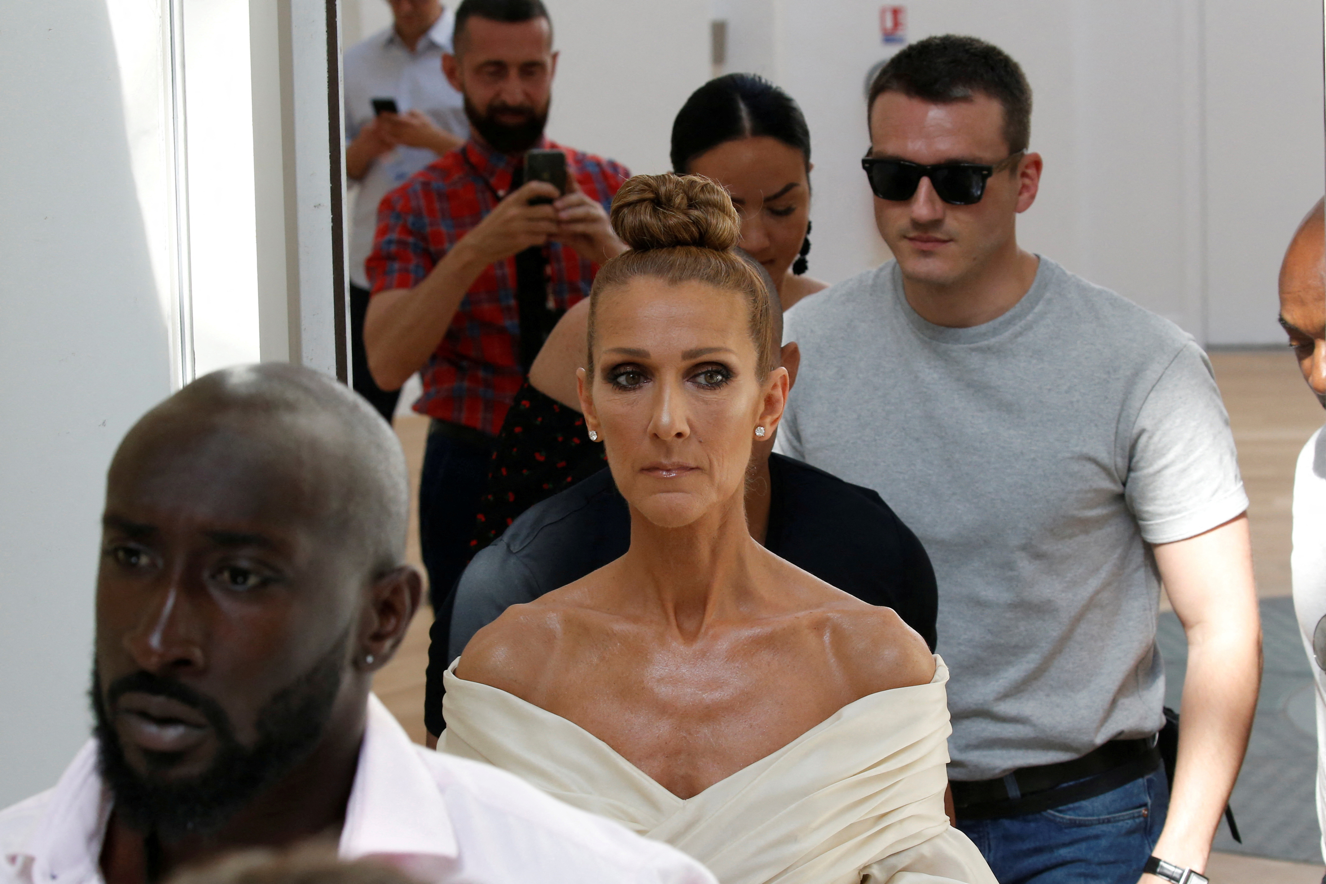 Singer Celine Dion and Pepe Munoz arrive to attend the Haute Couture Fall/Winter 2019/20 collection show by designer Alexandre Vauthier in Paris