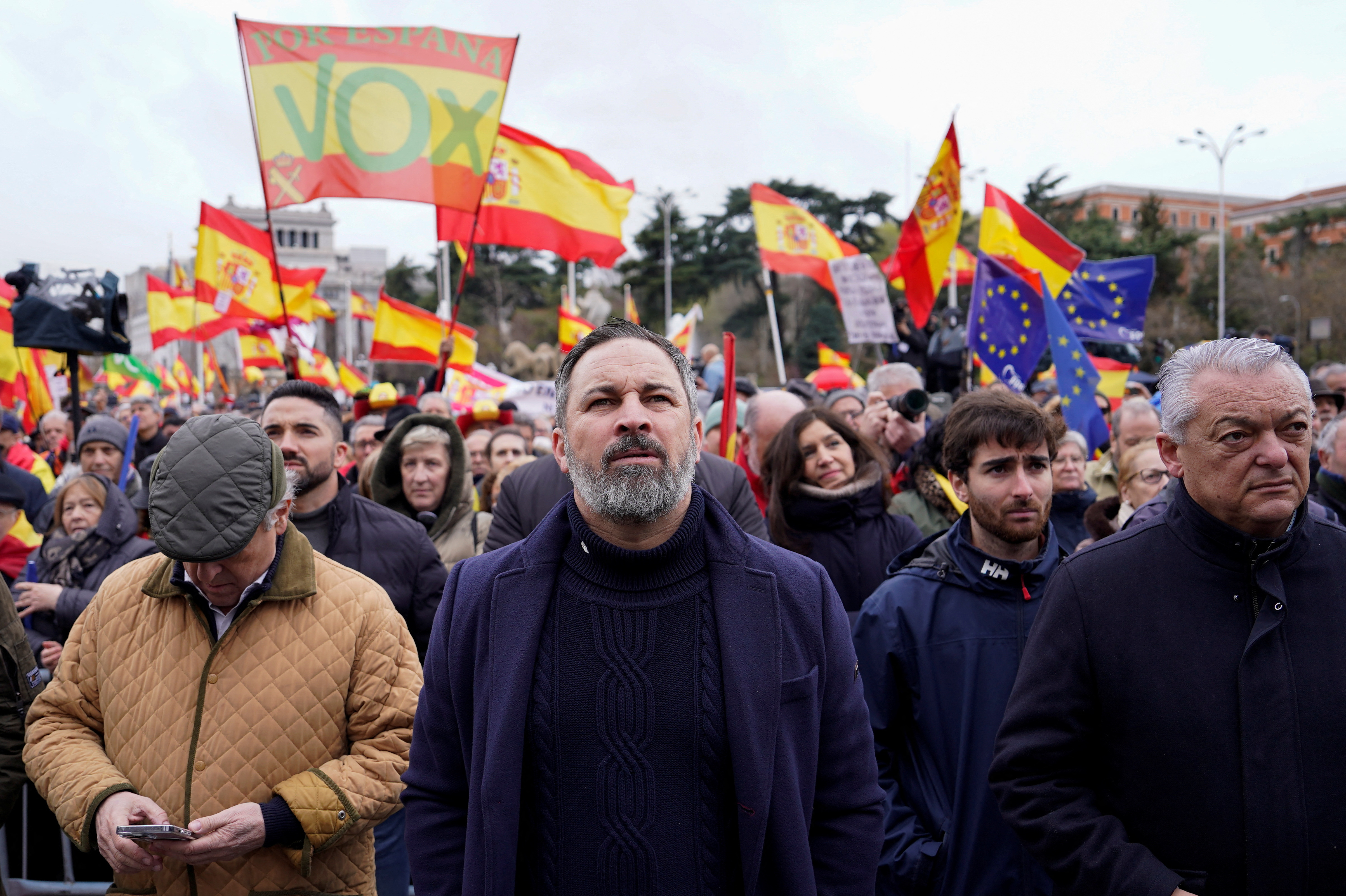 Spain's Vox party leader Abascal attends protest against PM Sanchez in Madrid