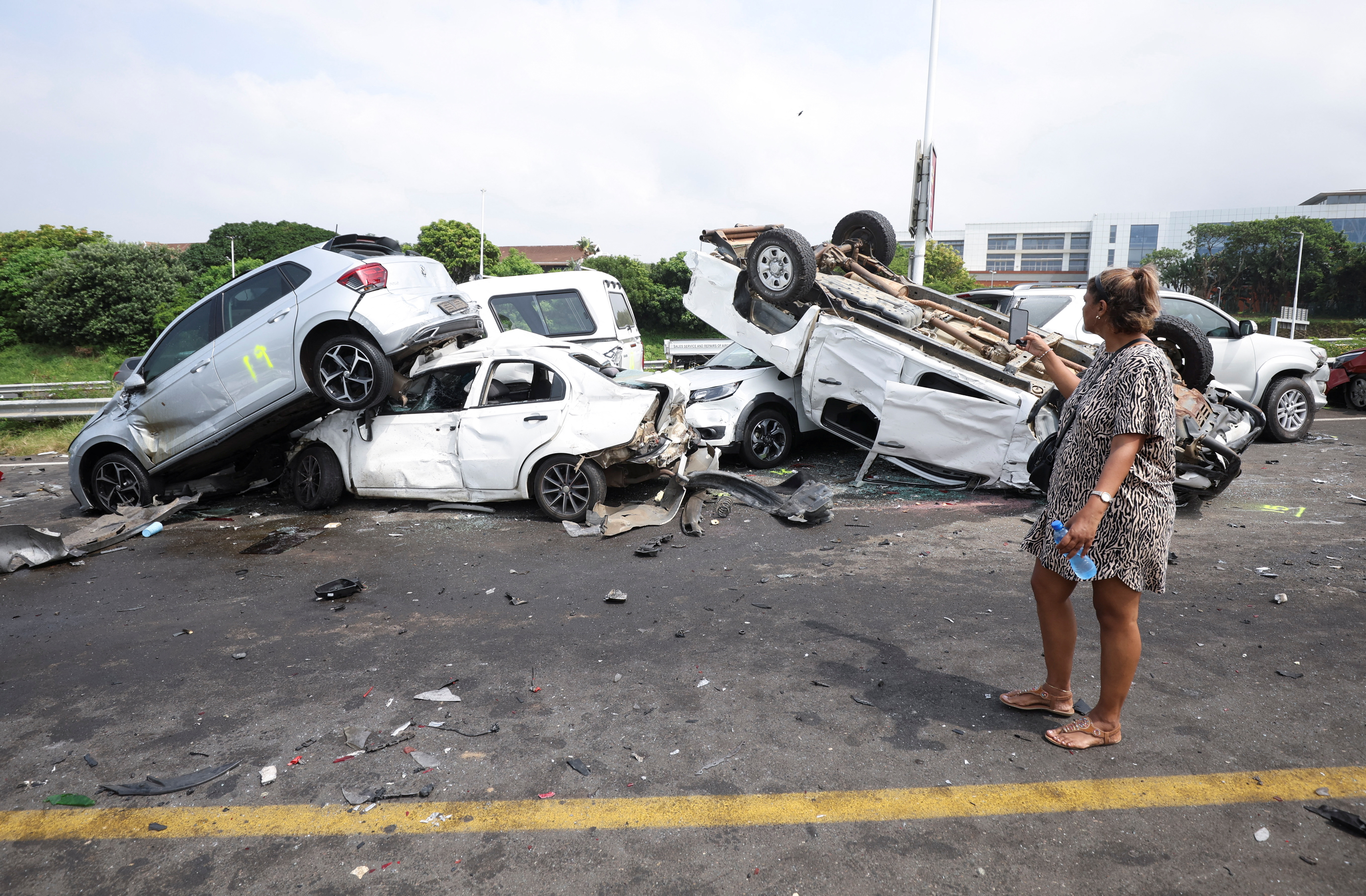 Dozens of vehicles wrecked in pile up on South African motorway