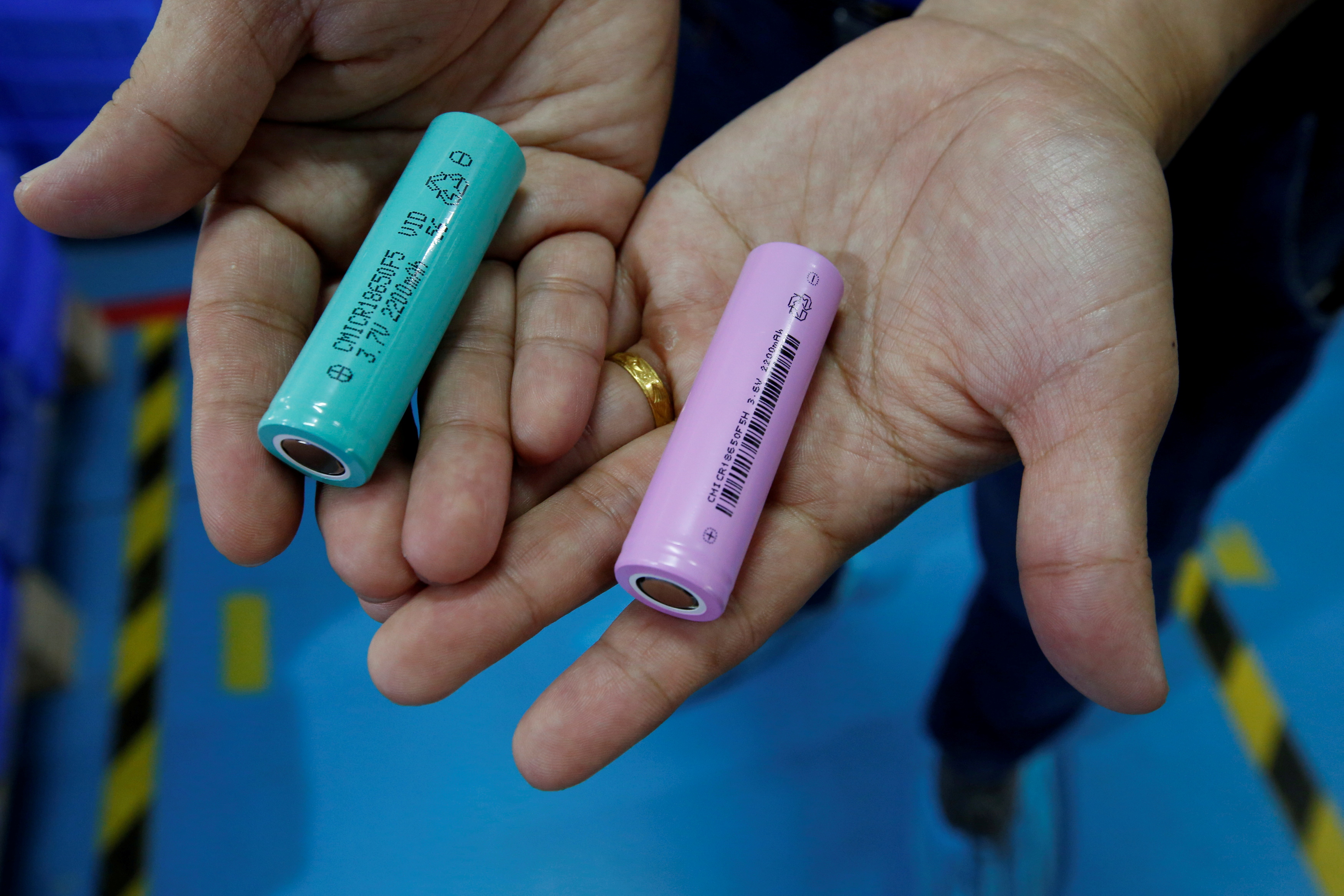 Batteries for electric vehicles are manufactured at a factory in Dongguan
