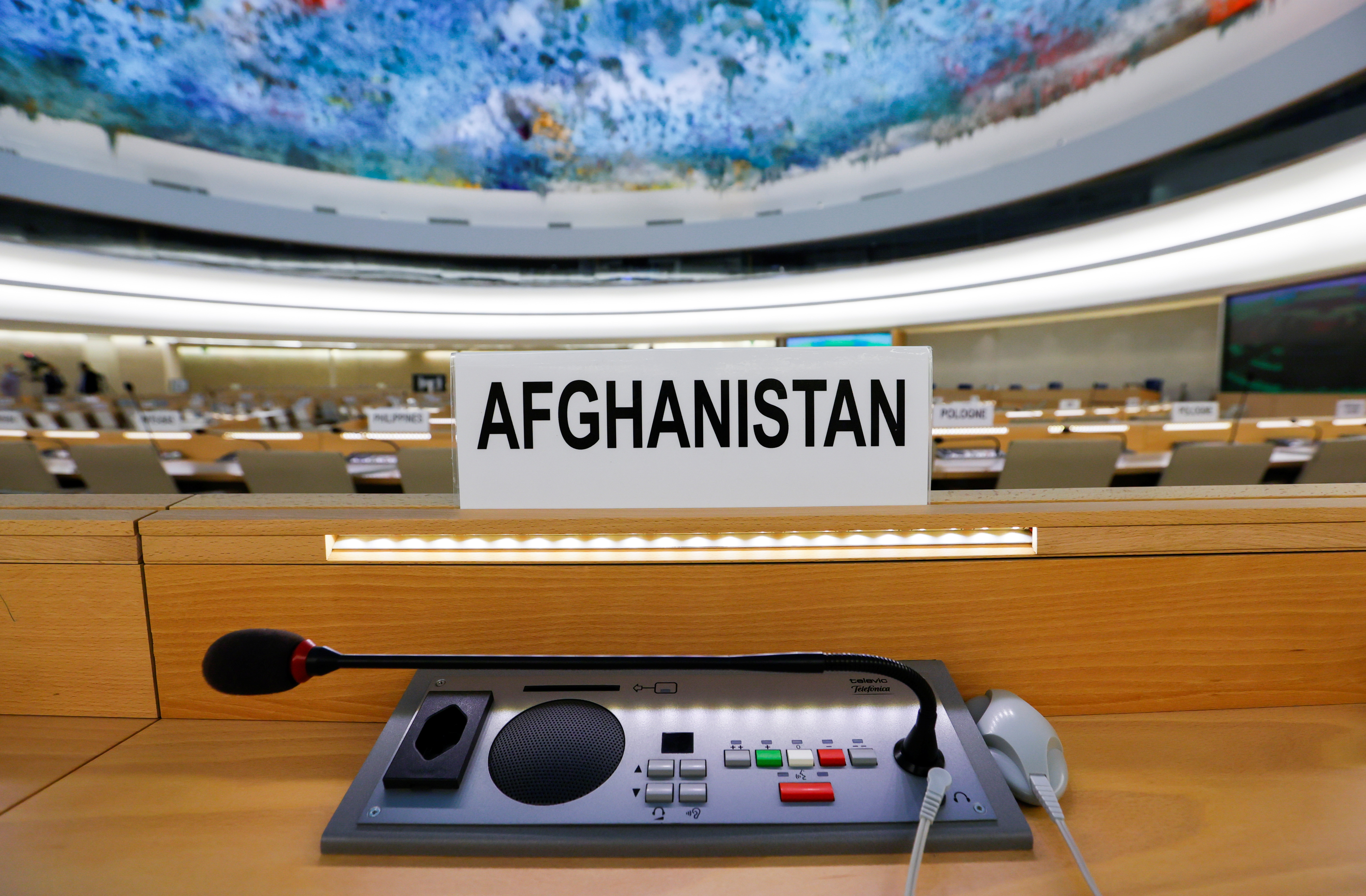 A view ahead of a special session of the Human Rights Council on the situation in Afghanistan, at the European headquarters of the United Nations in Geneva, Switzerland, August 24, 2021. REUTERS/Denis Balibouse