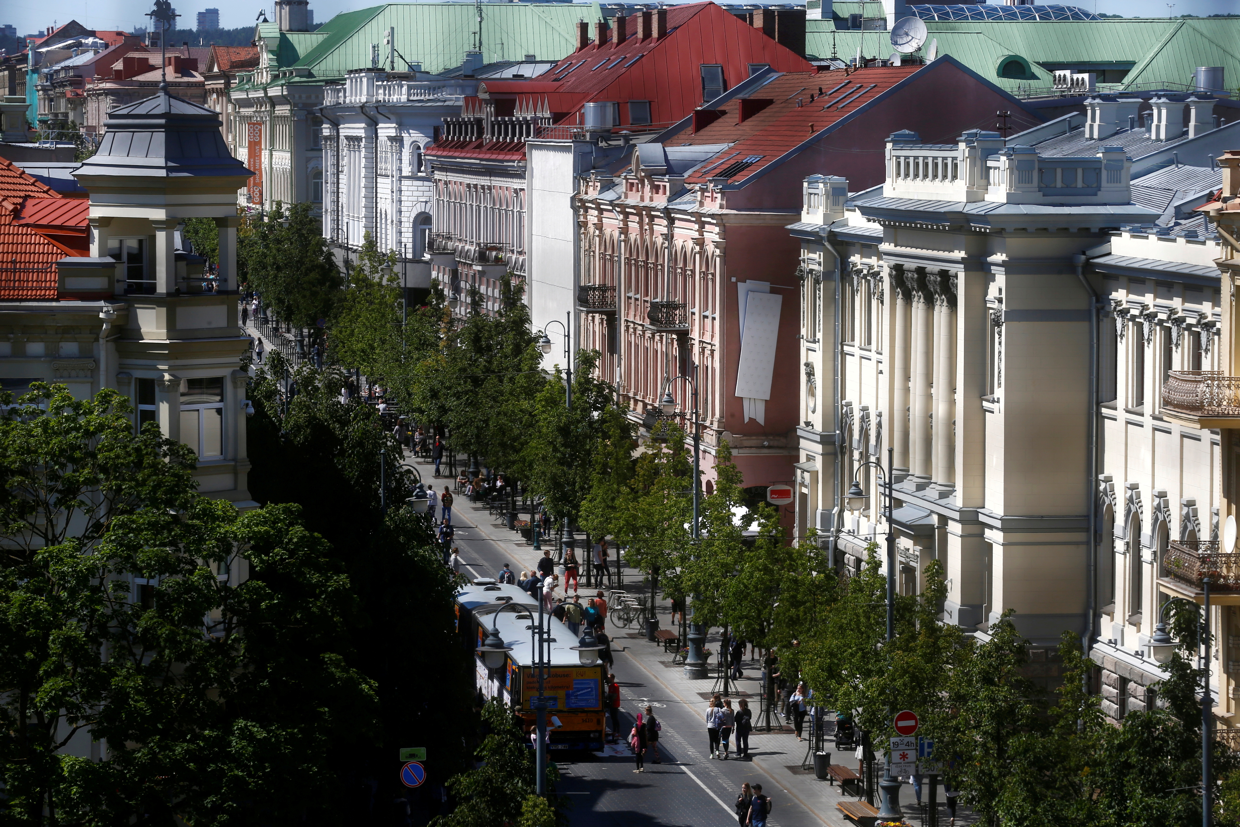 A view of Gediminas street in Vilnius, Lithuania