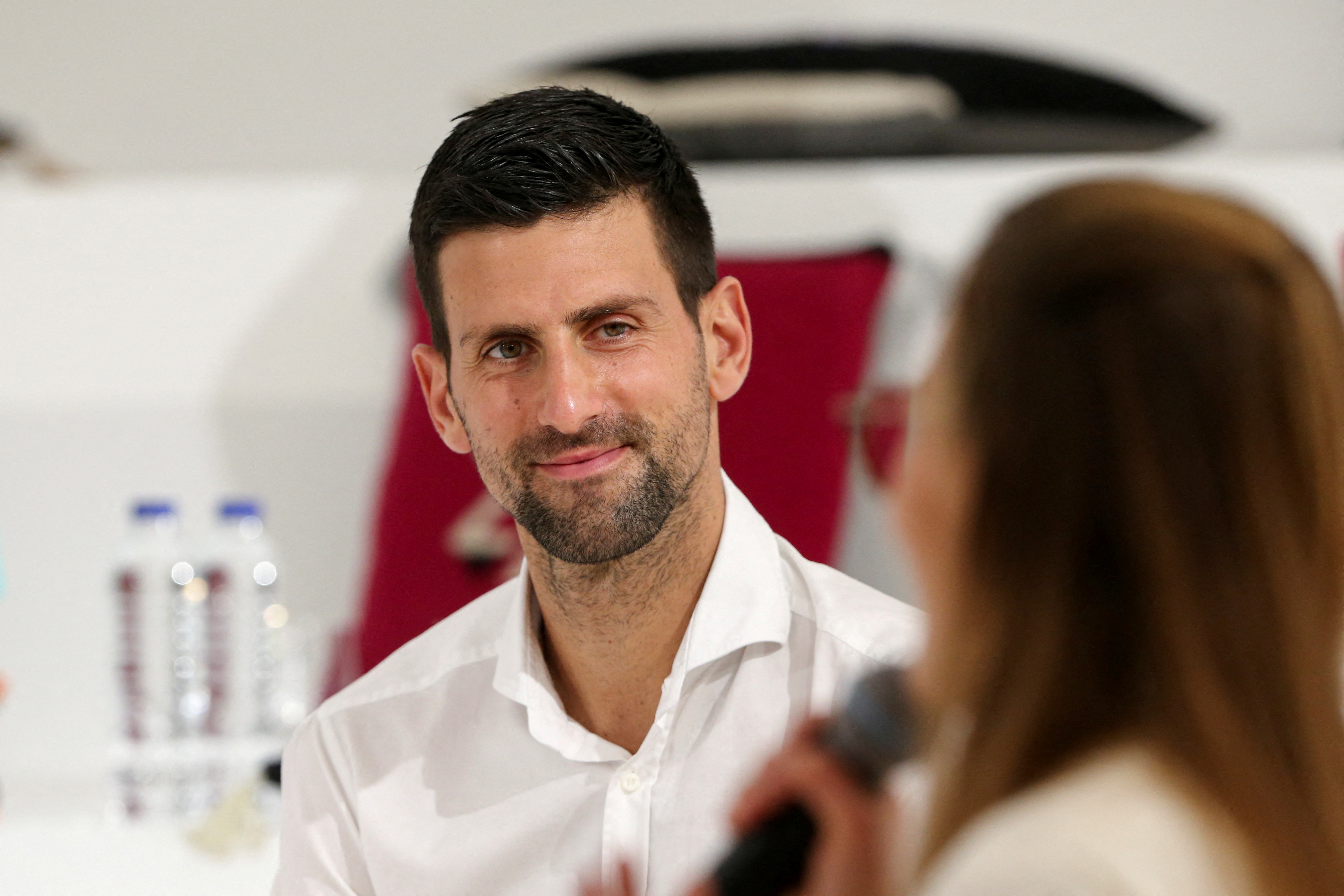 Tennis player Novak Djokovic visits the Serbia pavilion at Expo 2020, in Dubai