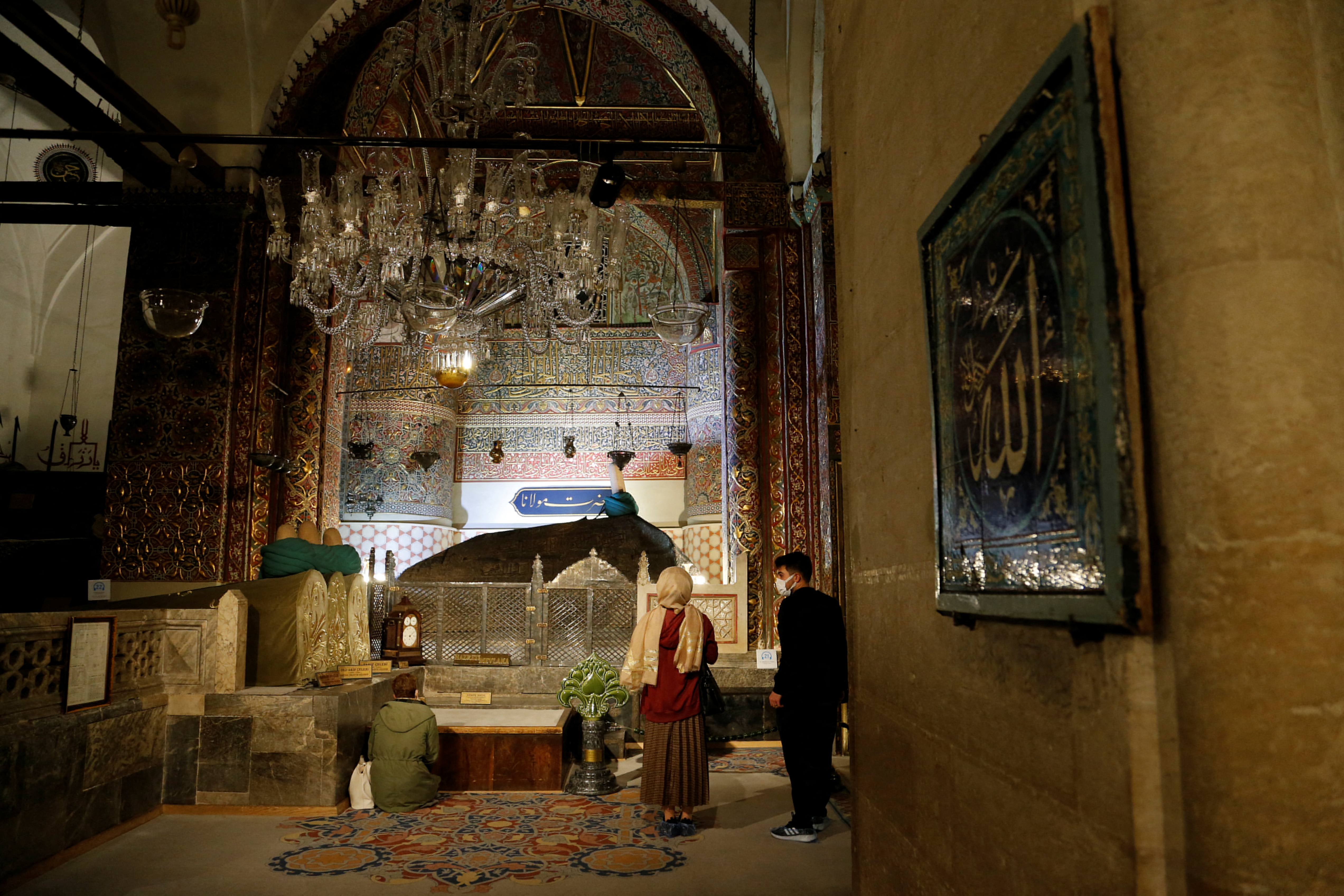 People visit the 15th century Selimiye Mosque in Konya