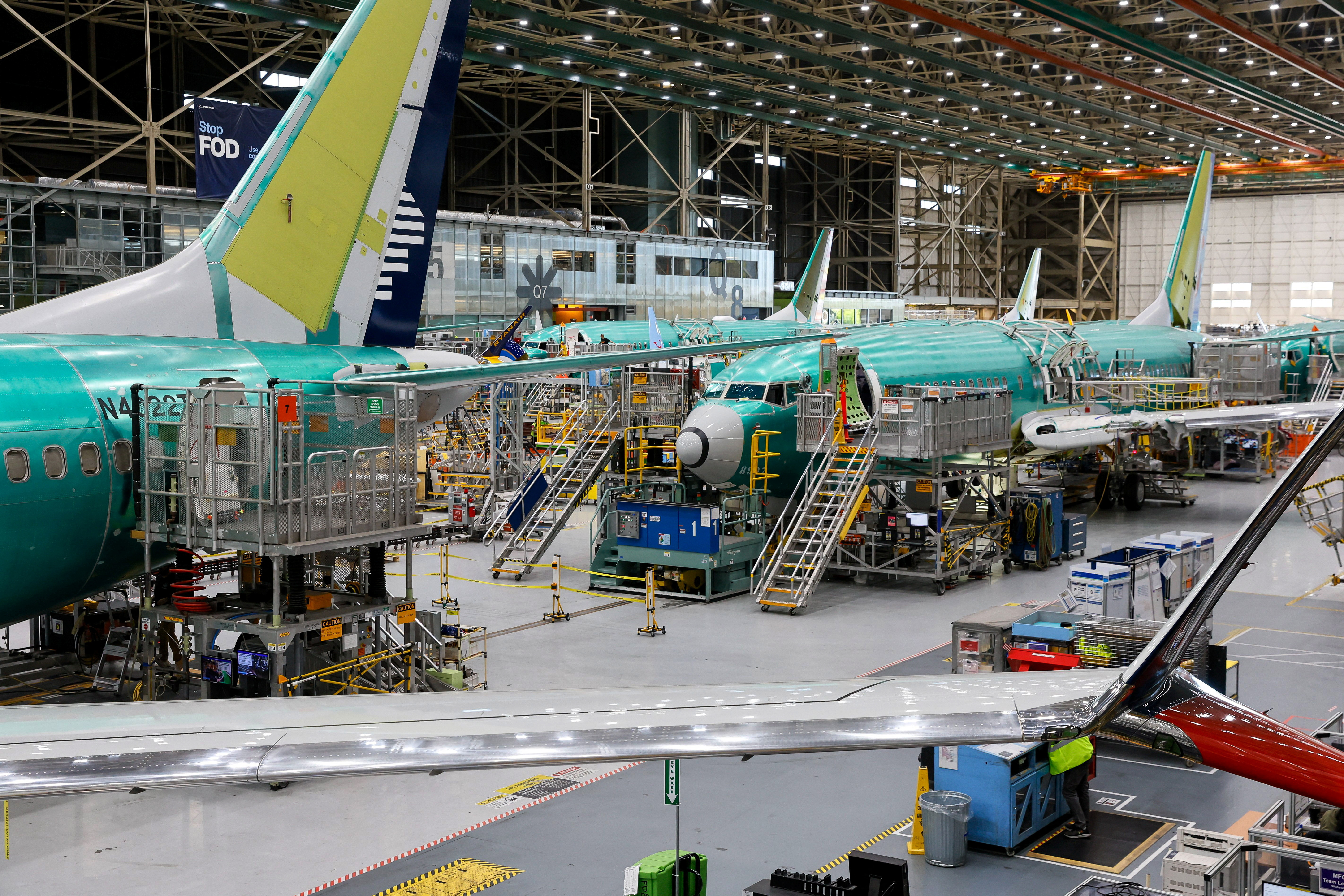 Boeing 737 MAX aircraft are assembled at the company's plant in Renton