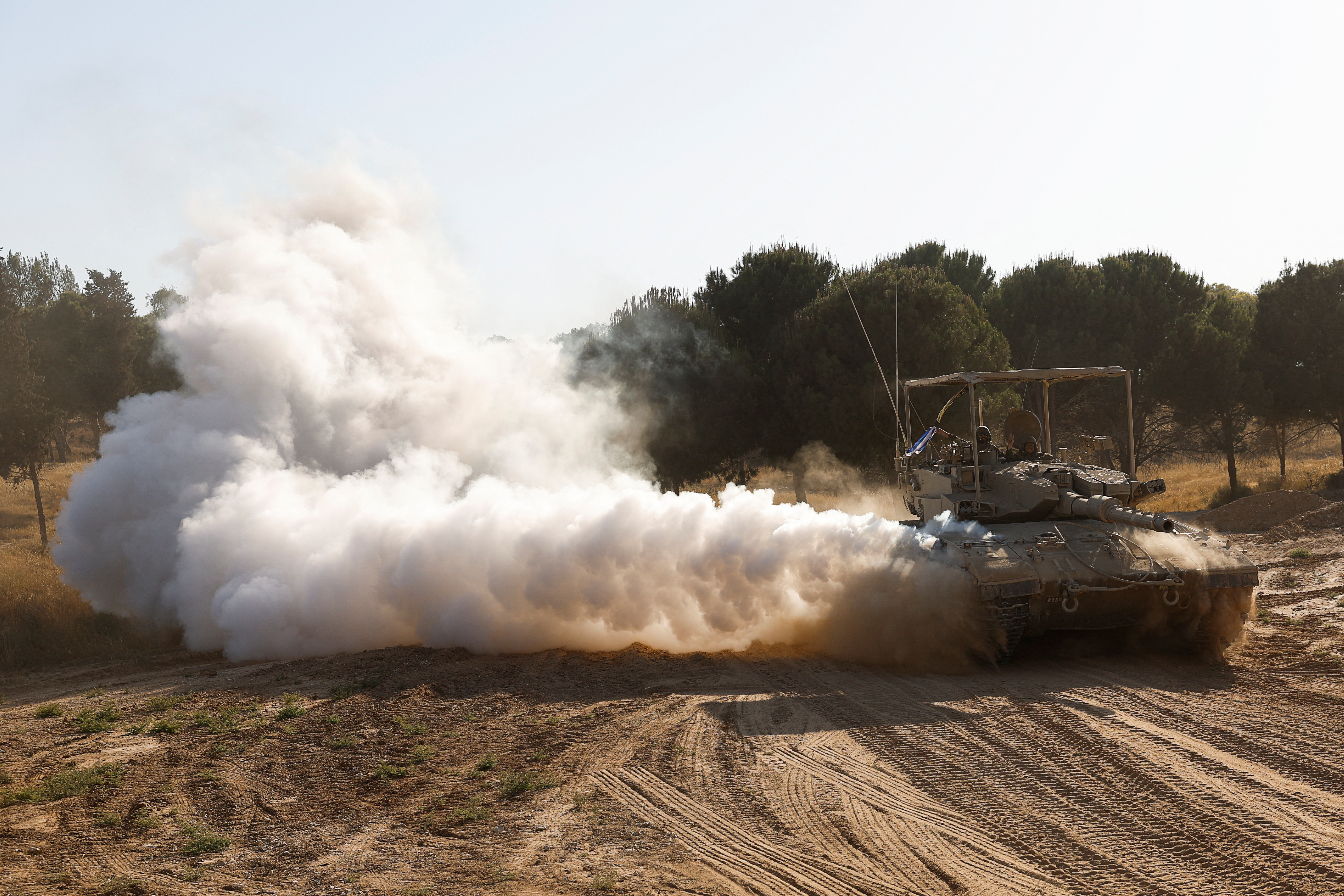 Israeli tank manoeuvres, near the Israel-Gaza border