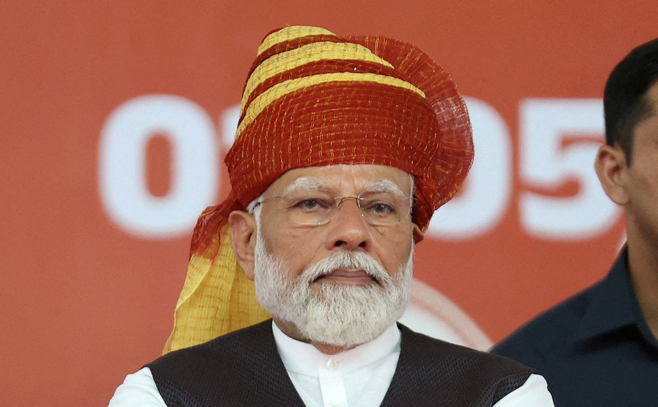 India's Prime Minister Narendra Modi  during an election campaign rally in Himmatnagar