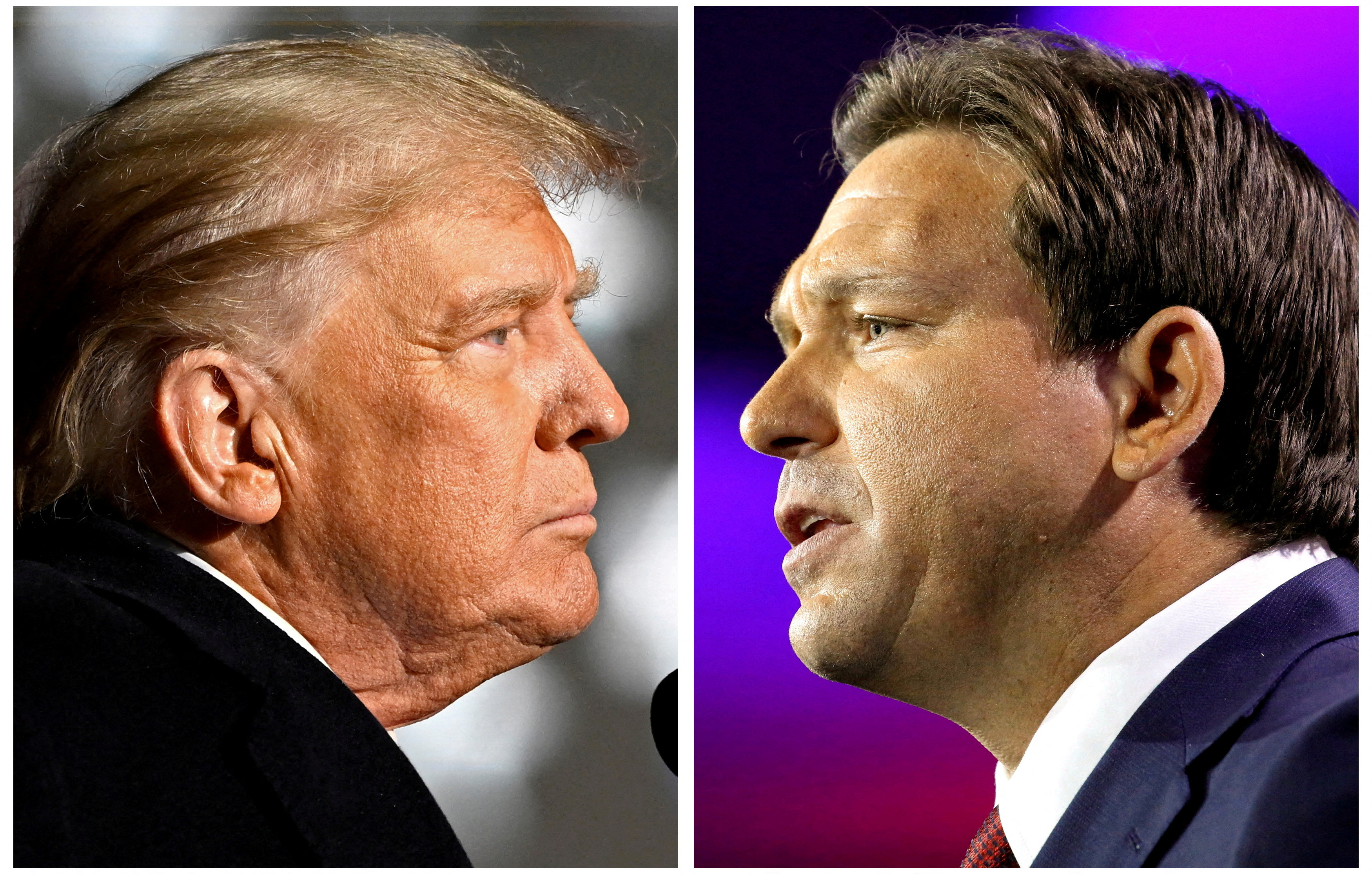 Former U.S. President Donald Trump and Florida Governor Ron DeSantis speak at midterm election rallies