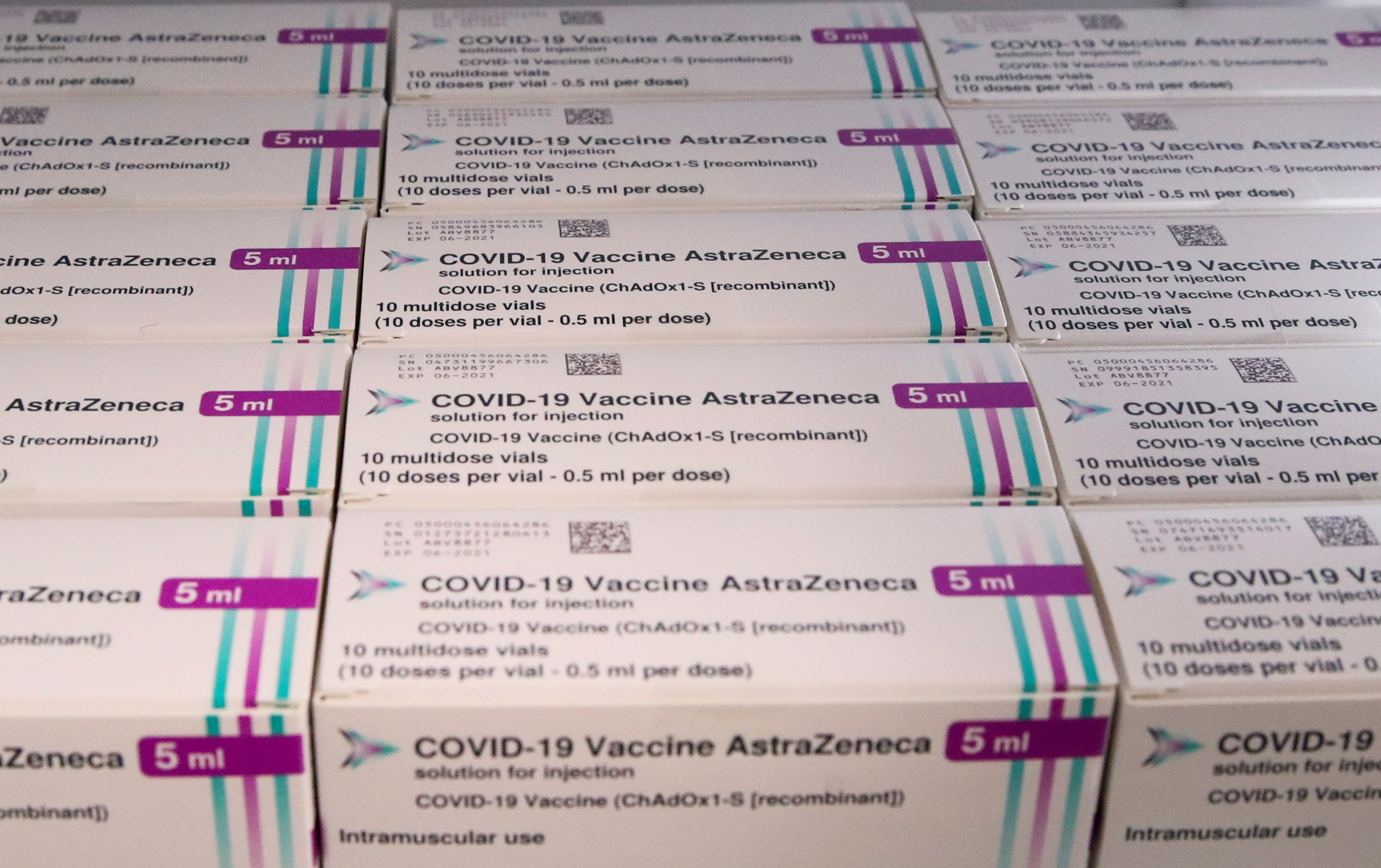 AstraZeneca COVID-19 vaccine is seen at a vaccination center in Ronquieres