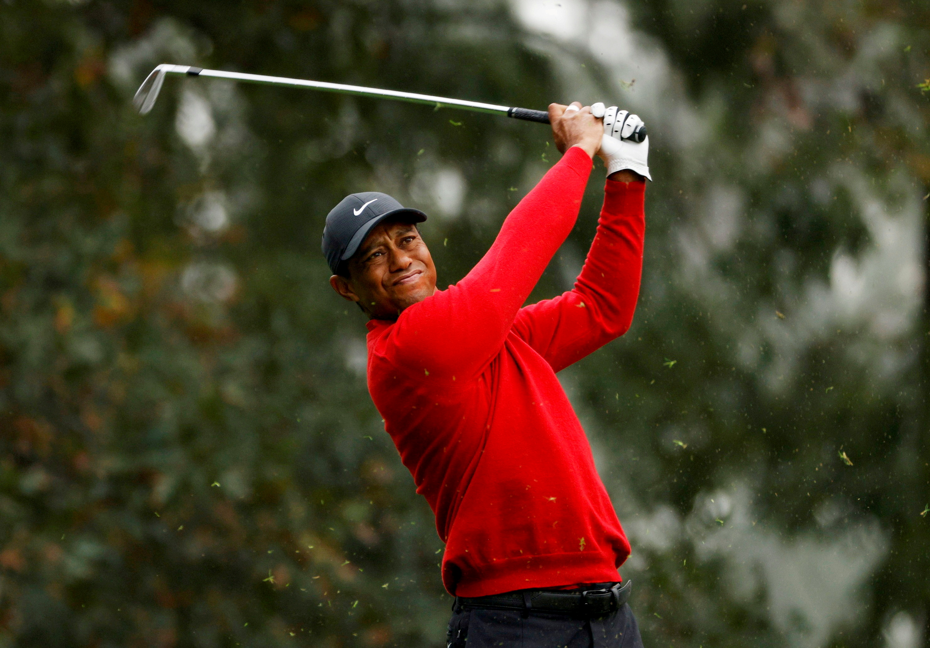 Golf - The Masters - Augusta National Golf Club - Augusta, Georgia, U.S. - November 15, 2020 Tiger Woods of the U.S. on the 4th hole during the final round REUTERS/Mike Segar