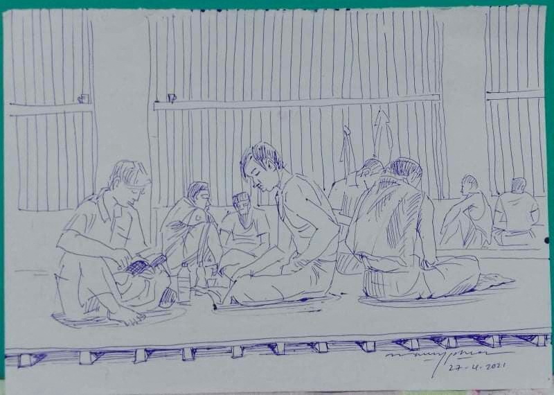 Smuggled sketches show inside of Myanmar's Insein prison