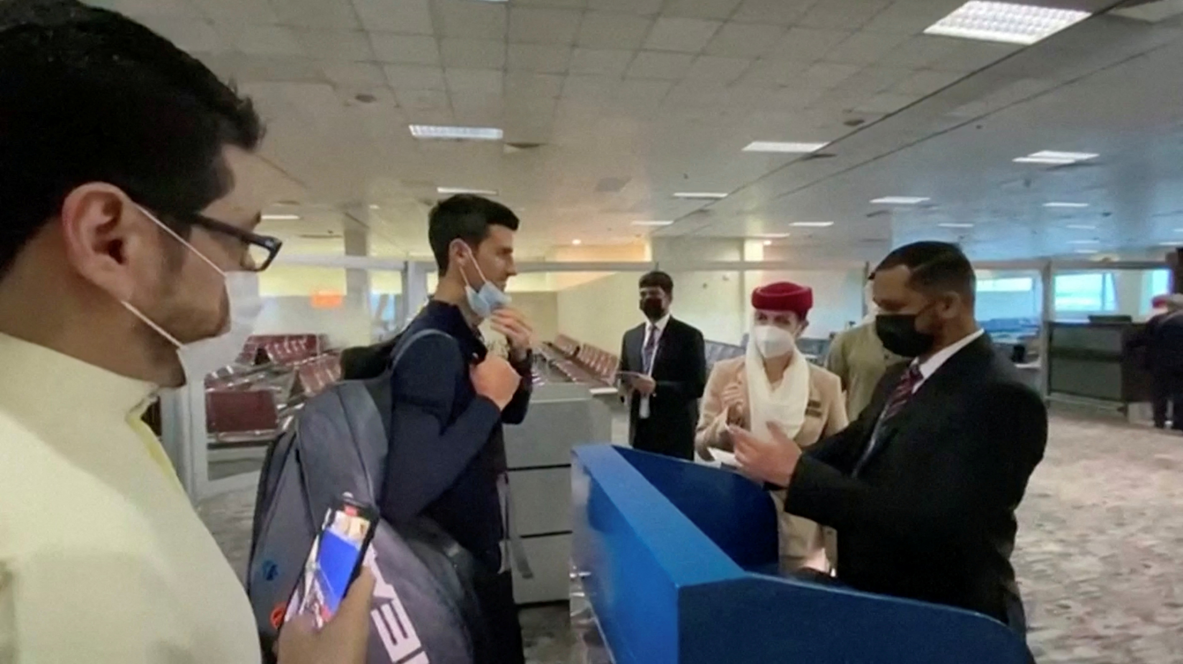Serbian tennis player Djokovic is seen boarding flight to Belgrade from Dubai airport