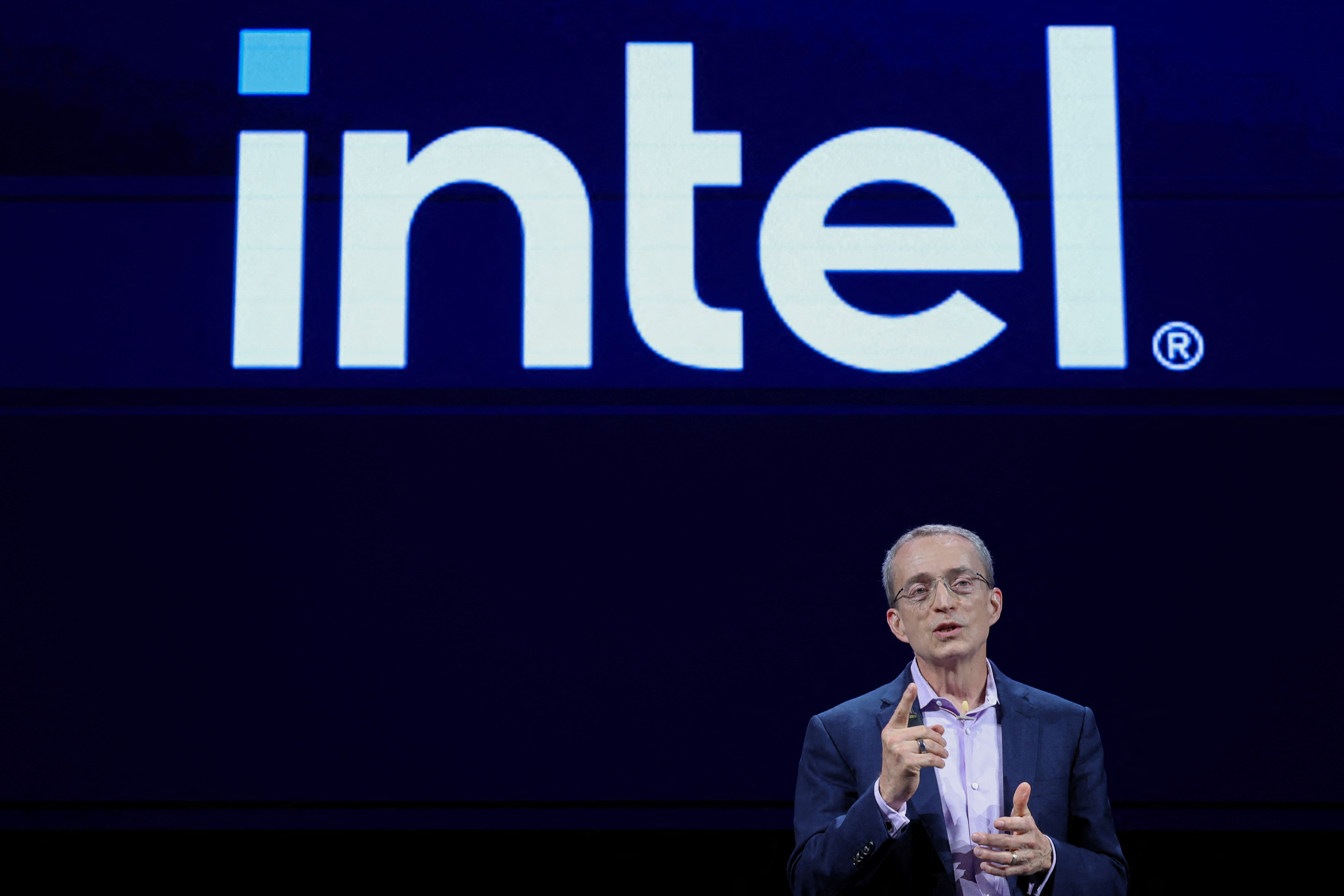 Intel CEO Pat Gelsinger delivers a speech at the COMPUTEX forum in Taipei