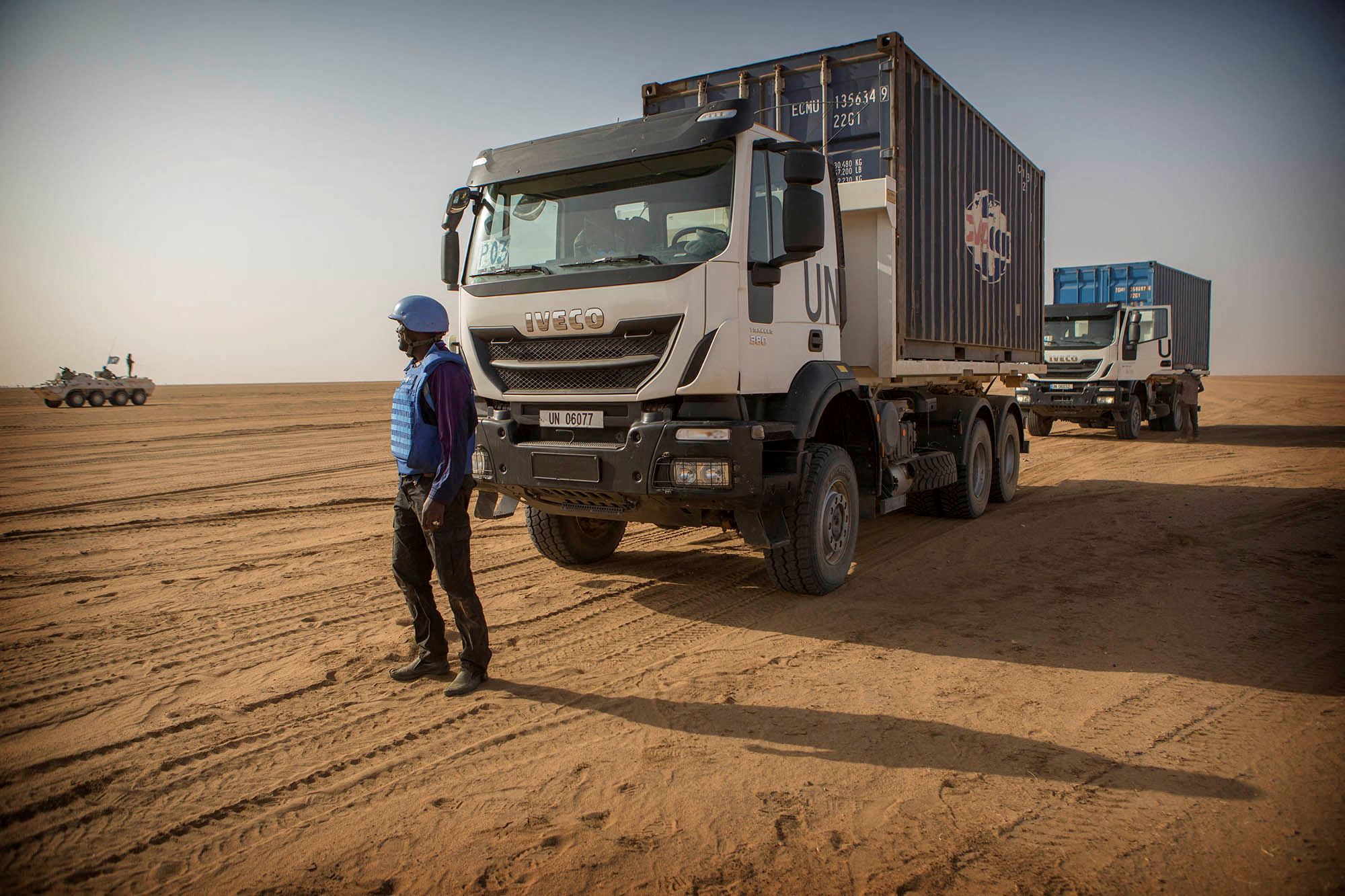 A MINUSMA logistic convoy is pictured in Kidal
