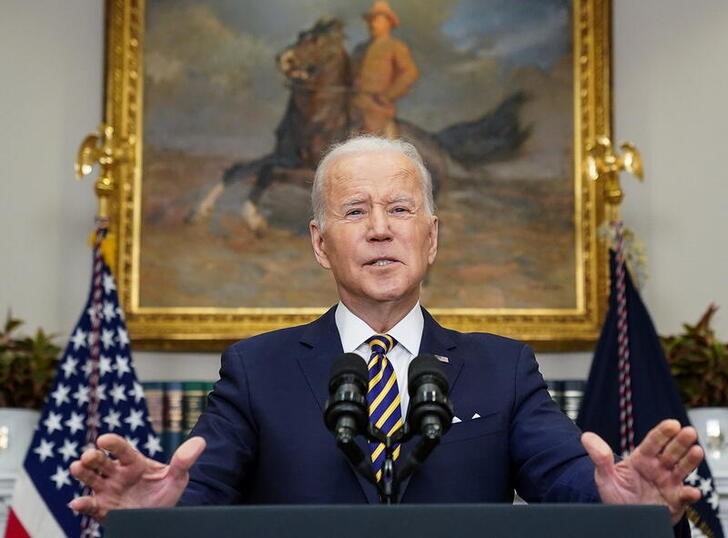 U.S. President Joe Biden announces actions against Russia for its war in Ukraine, at the White House in Washington