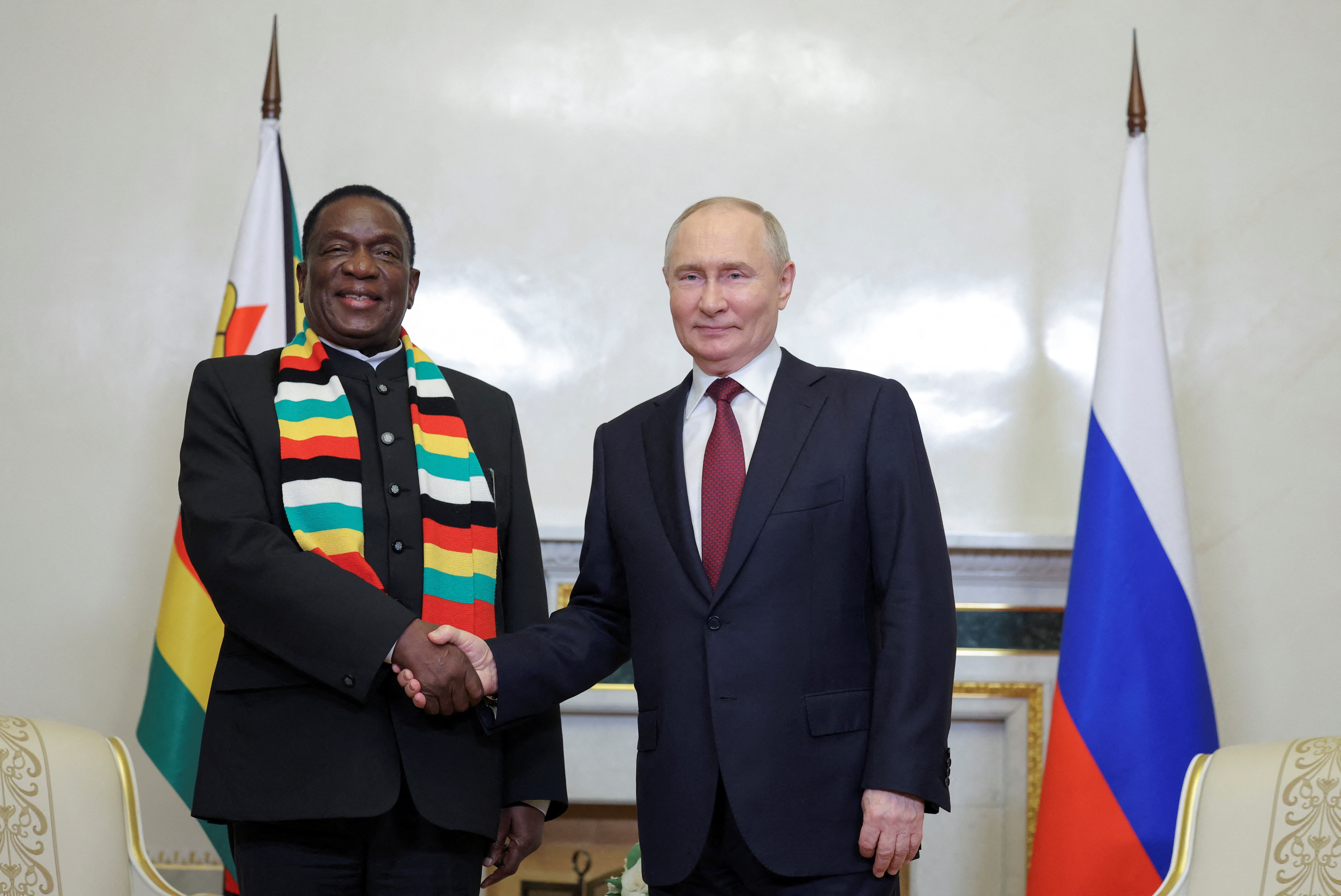 Russia's President Putin and Zimbabwe's President Mnangagwa meet in St Petersburg