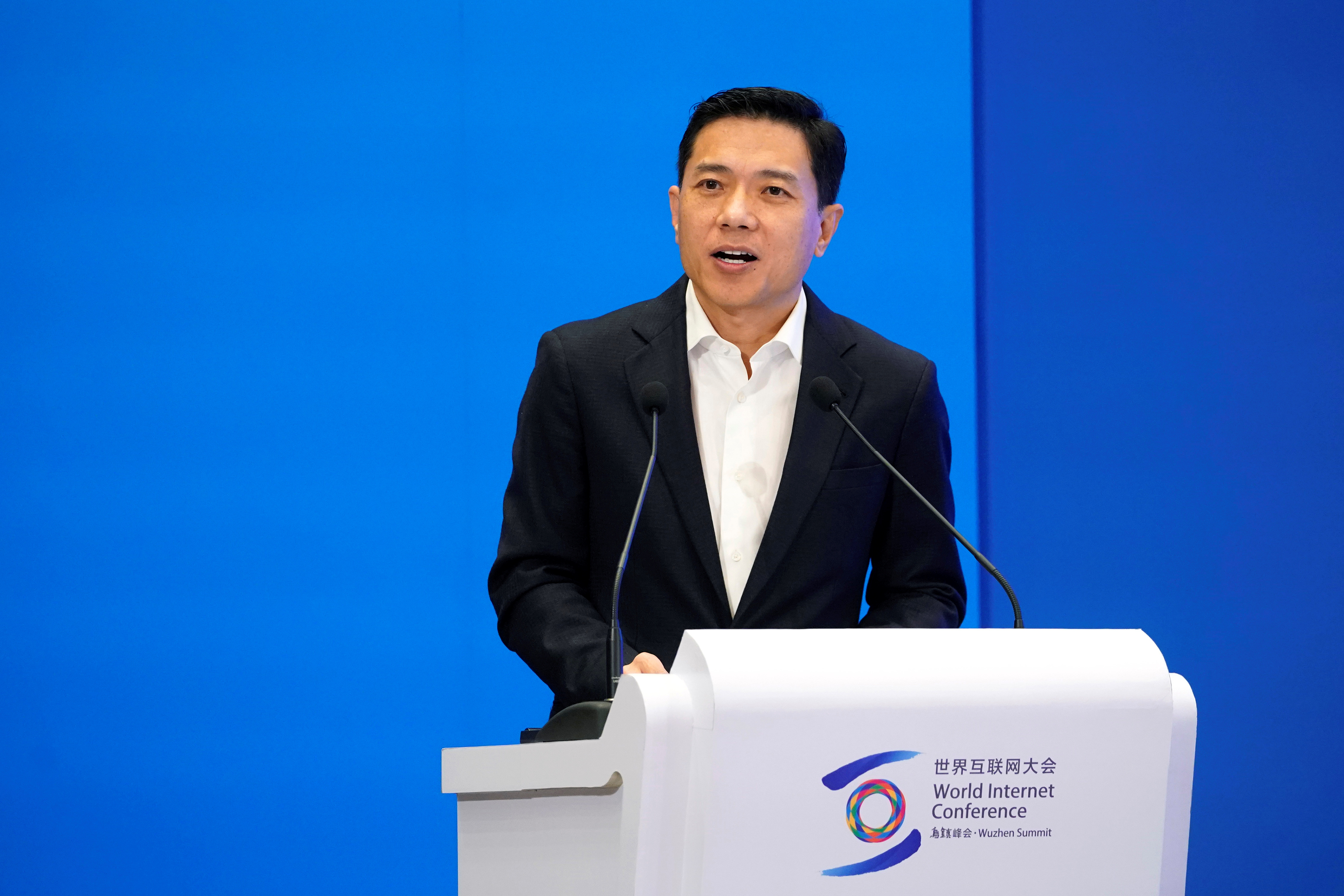 Baidu's co-founder and CEO Robin Li speaks during the fifth World Internet Conference (WIC) in Wuzhen