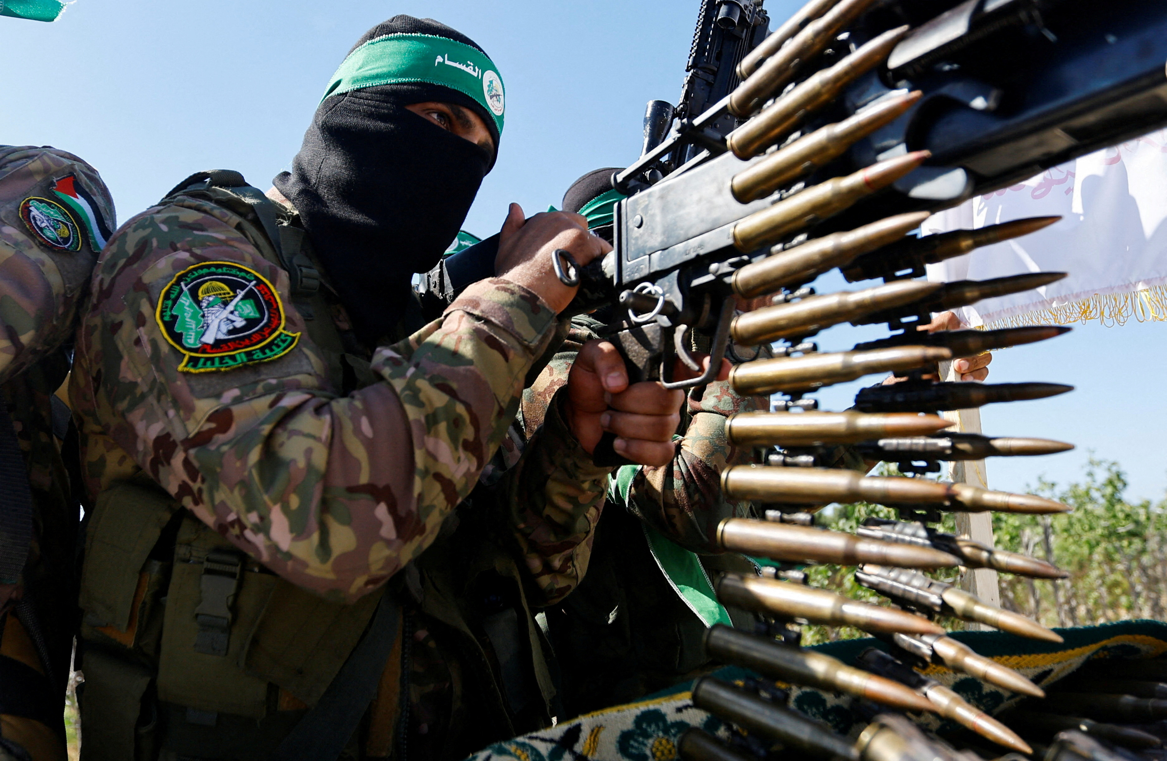 Hamas fighters engaged in intense combat against Israel.