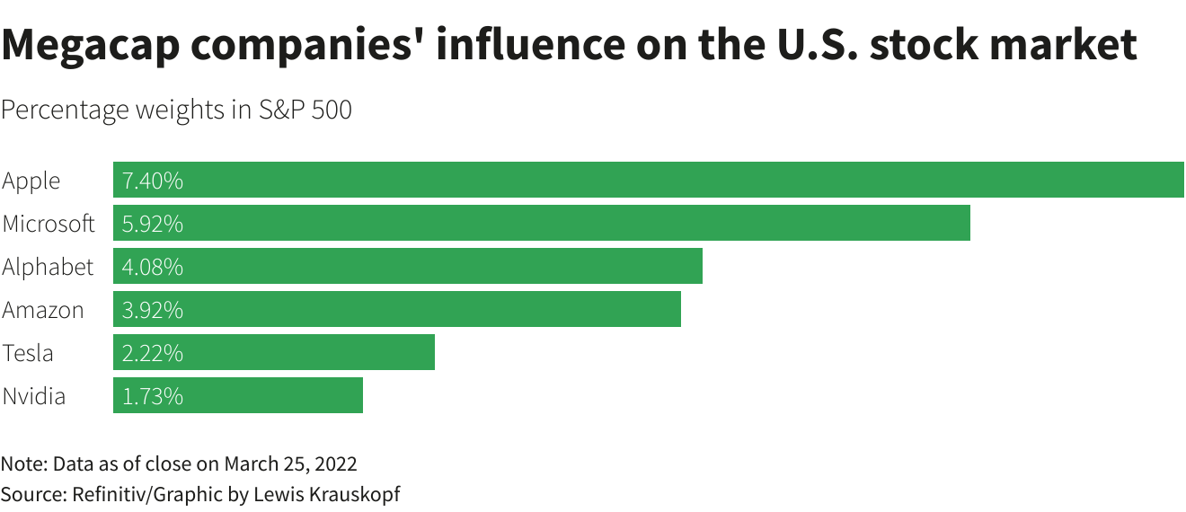 Megacap companies' influence on the U.S. stock market