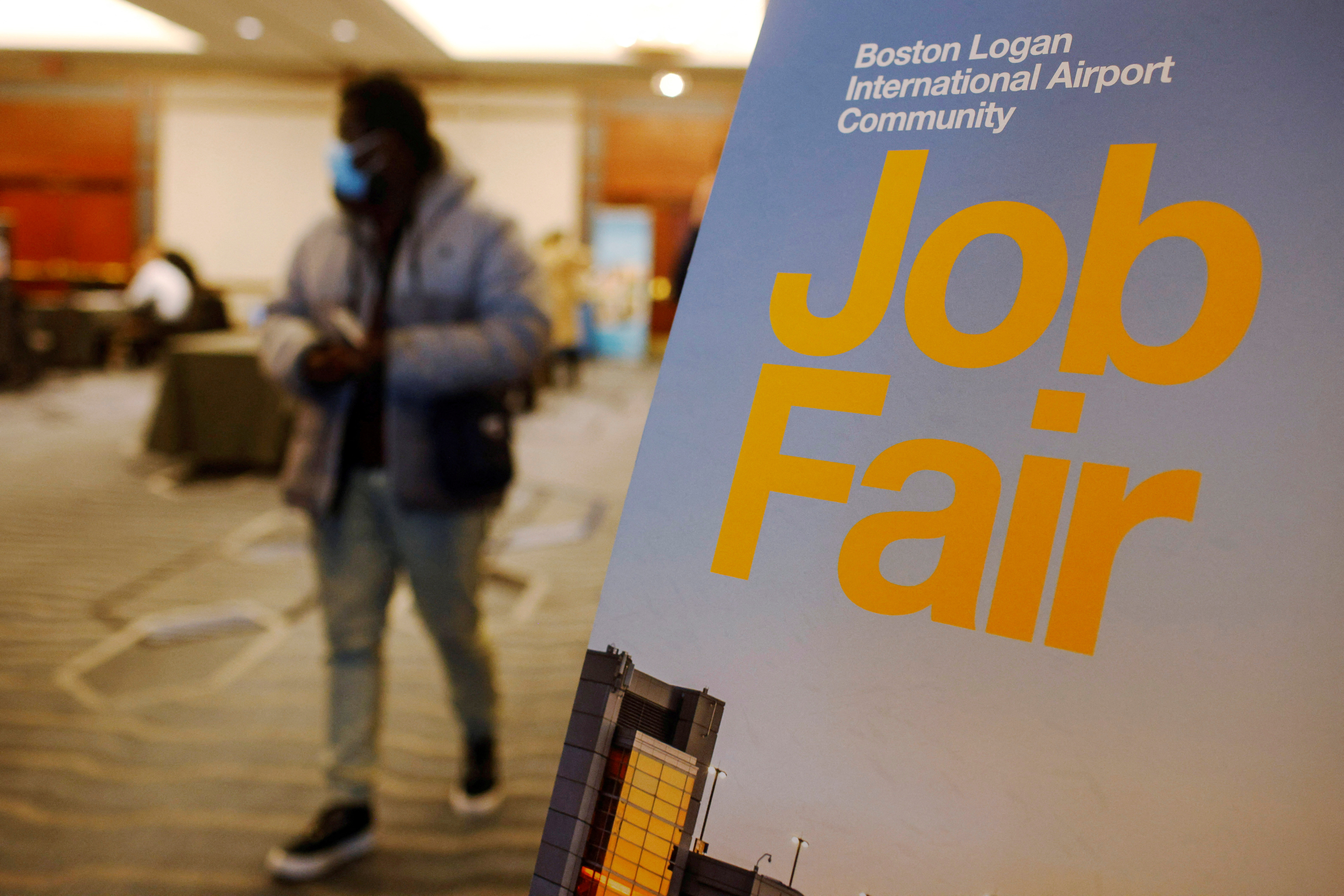 Job fair is held for air travel related postions at Logan International Airport in Boston