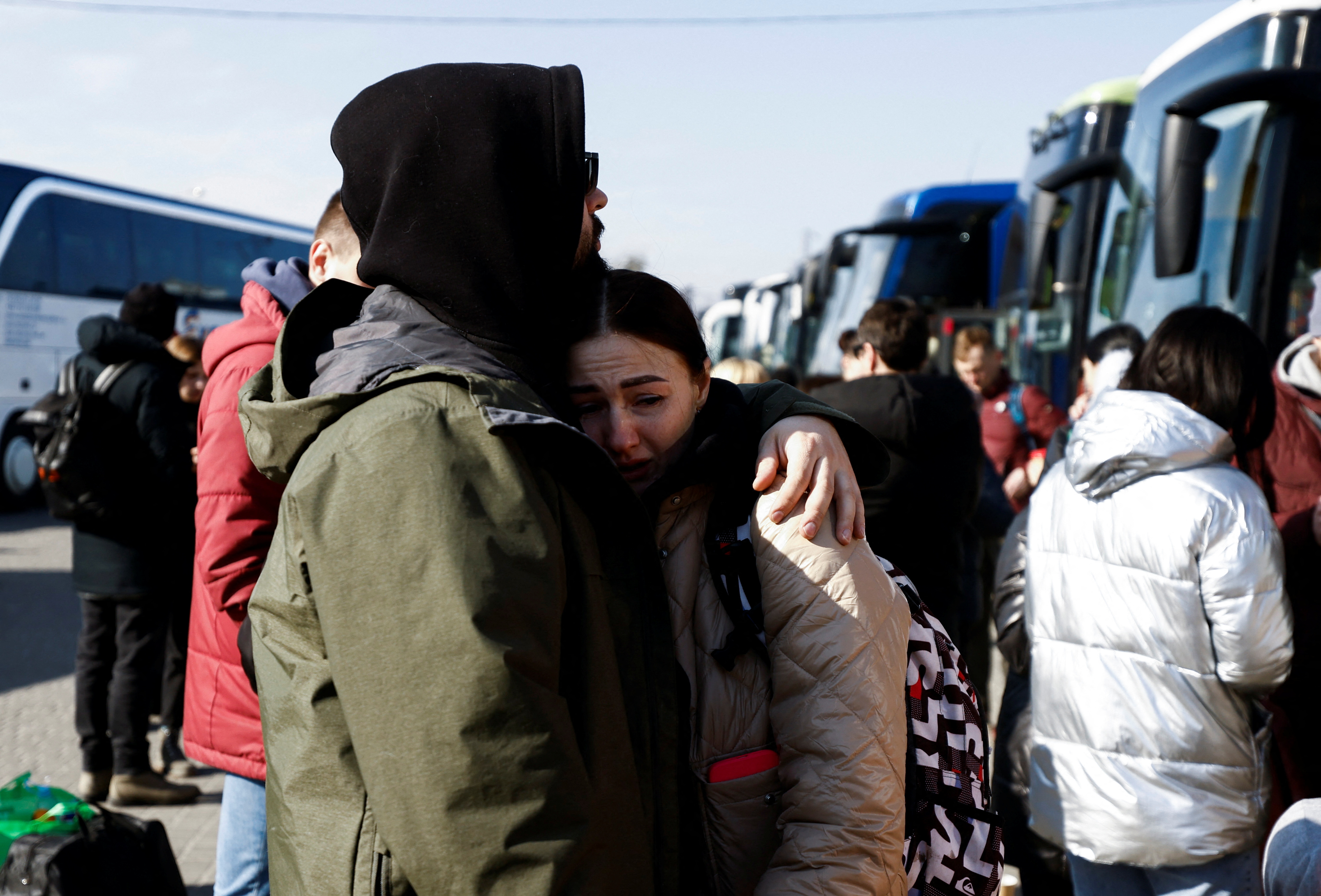 People fleeing Russia's invasion of Ukraine, in Lviv