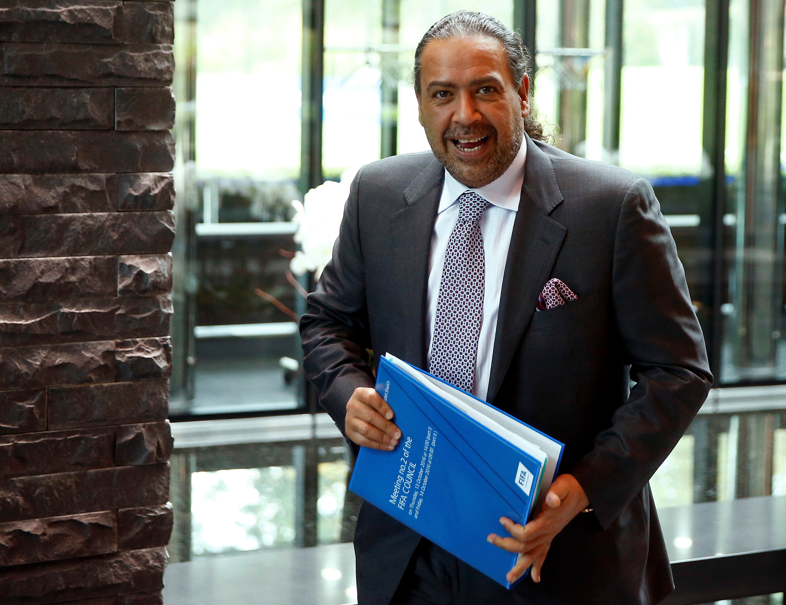 Kuwait's member of the FIFA executive committee Sheikh Ahmad al-Fahad al-Sabah leaves after a meeting of the FIFA Council at the FIFA headquarters in Zurich