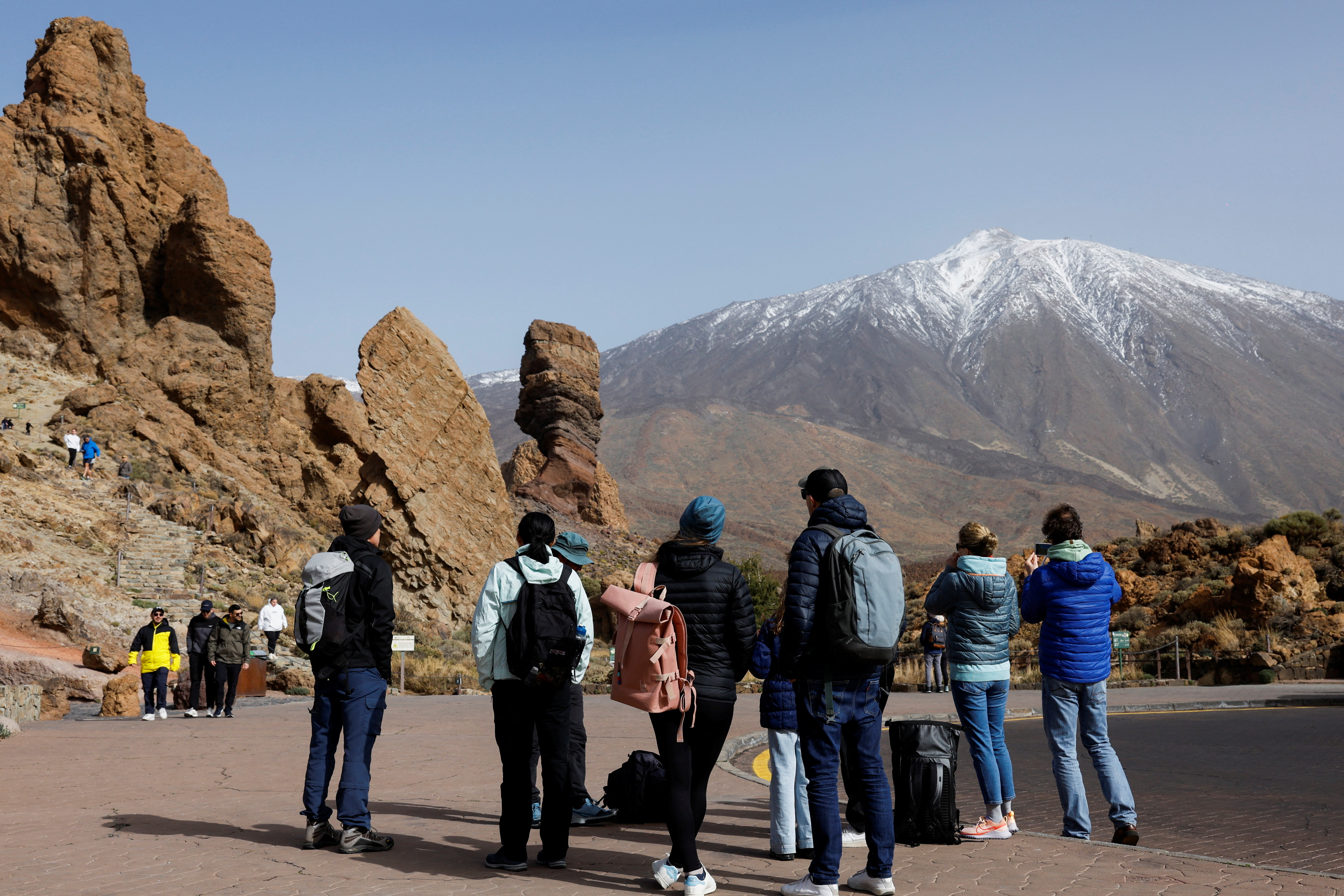 The Teide mountain appears snowy after the heavy rains of recent days on the island of Tenerife