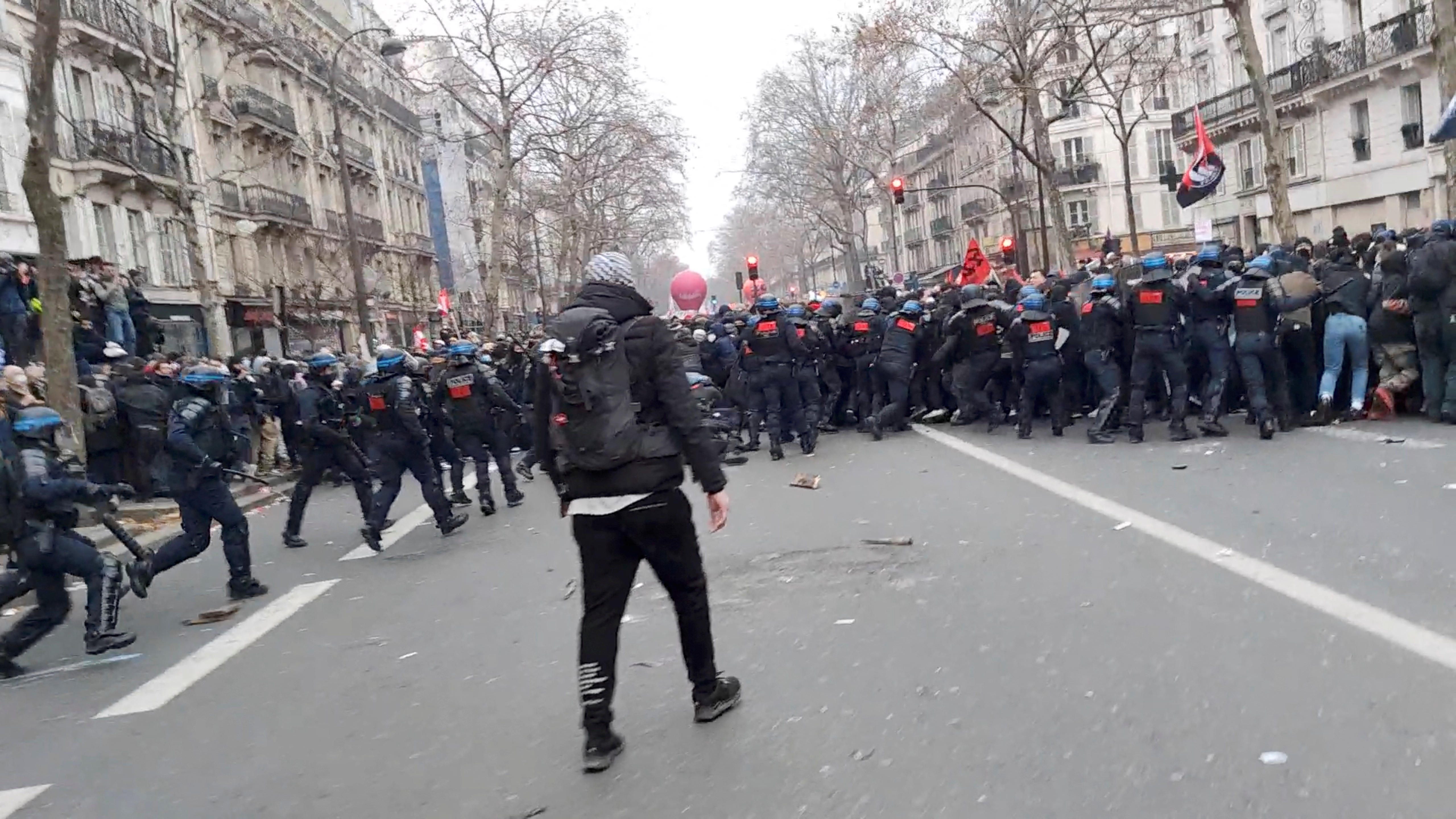 Protesters clash with police in France against pension reform