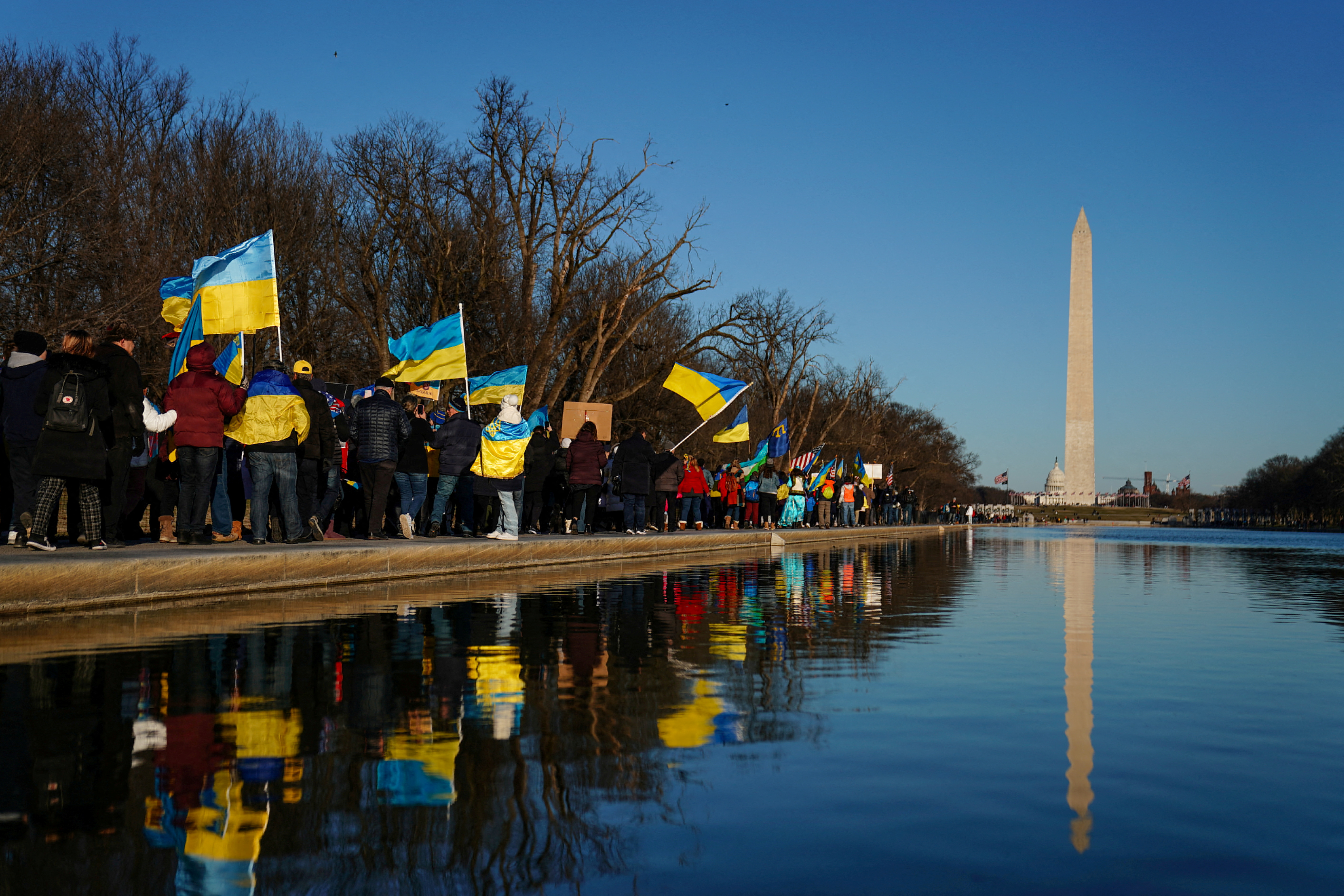 Demonstrators participate in rally for Ukraine in Washington