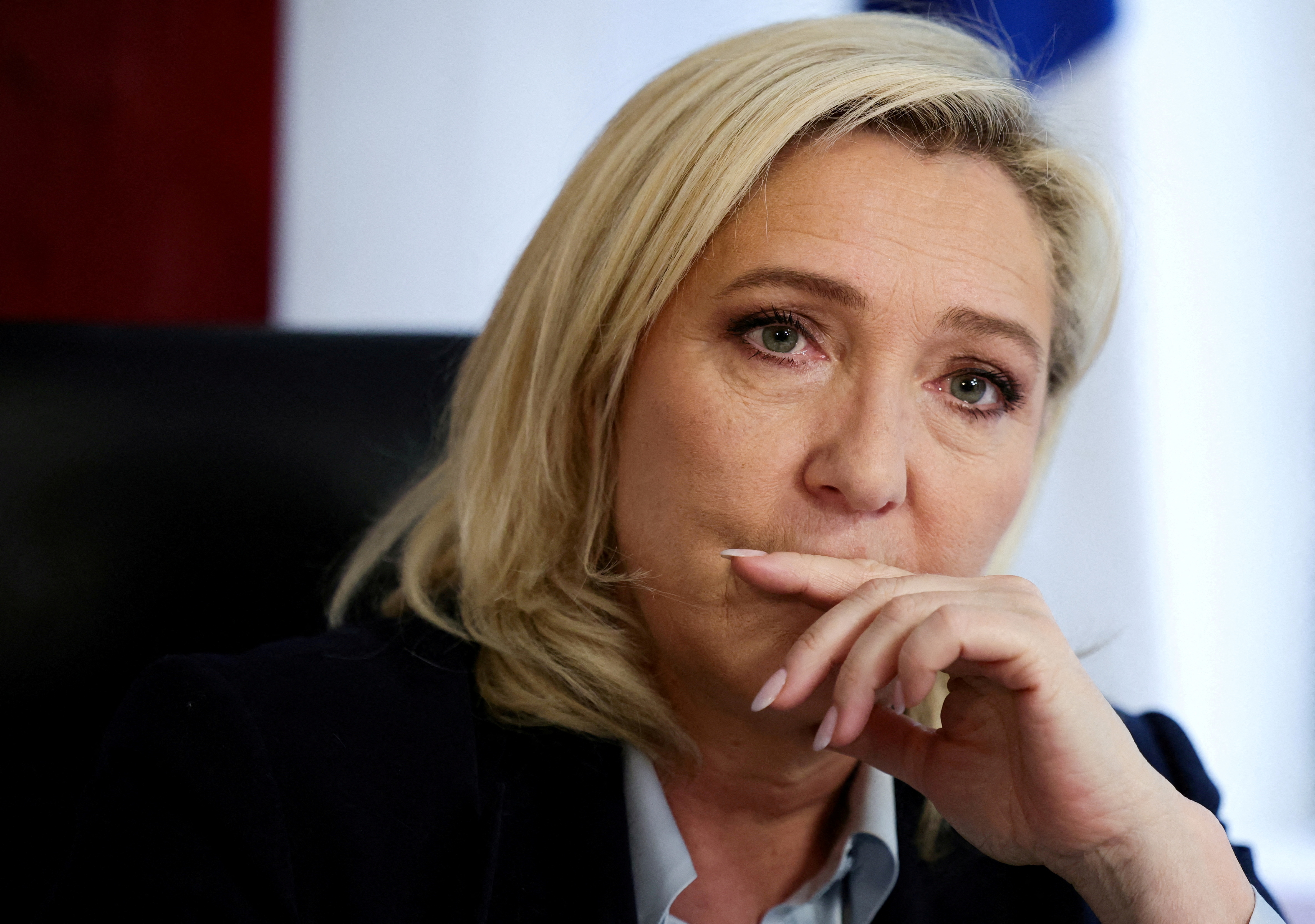 Interview with Marine Le Pen, French far-right presidential candidate, in Paris