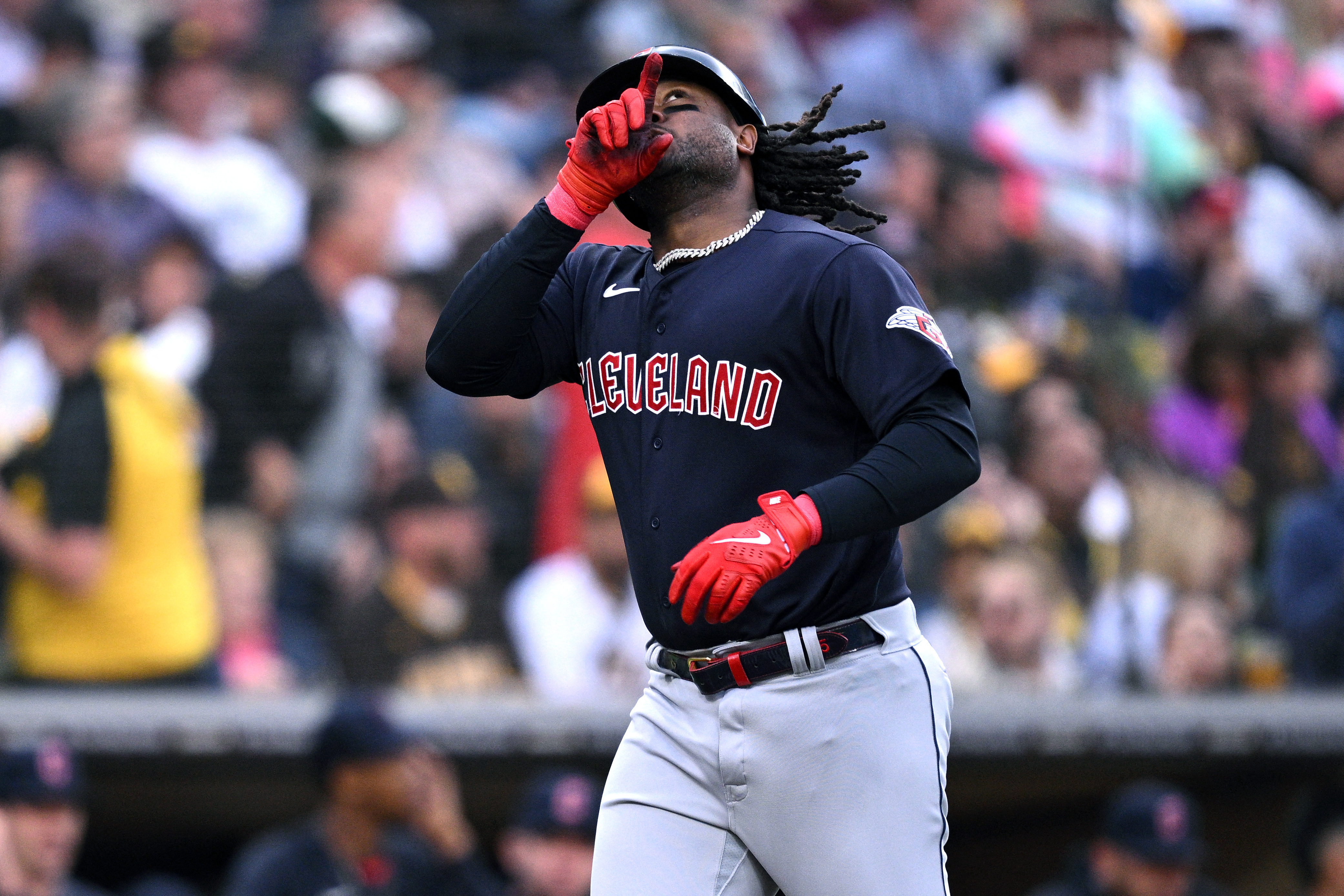 San Diego Padres' Franmil Reyes at bat during the sixth inning of