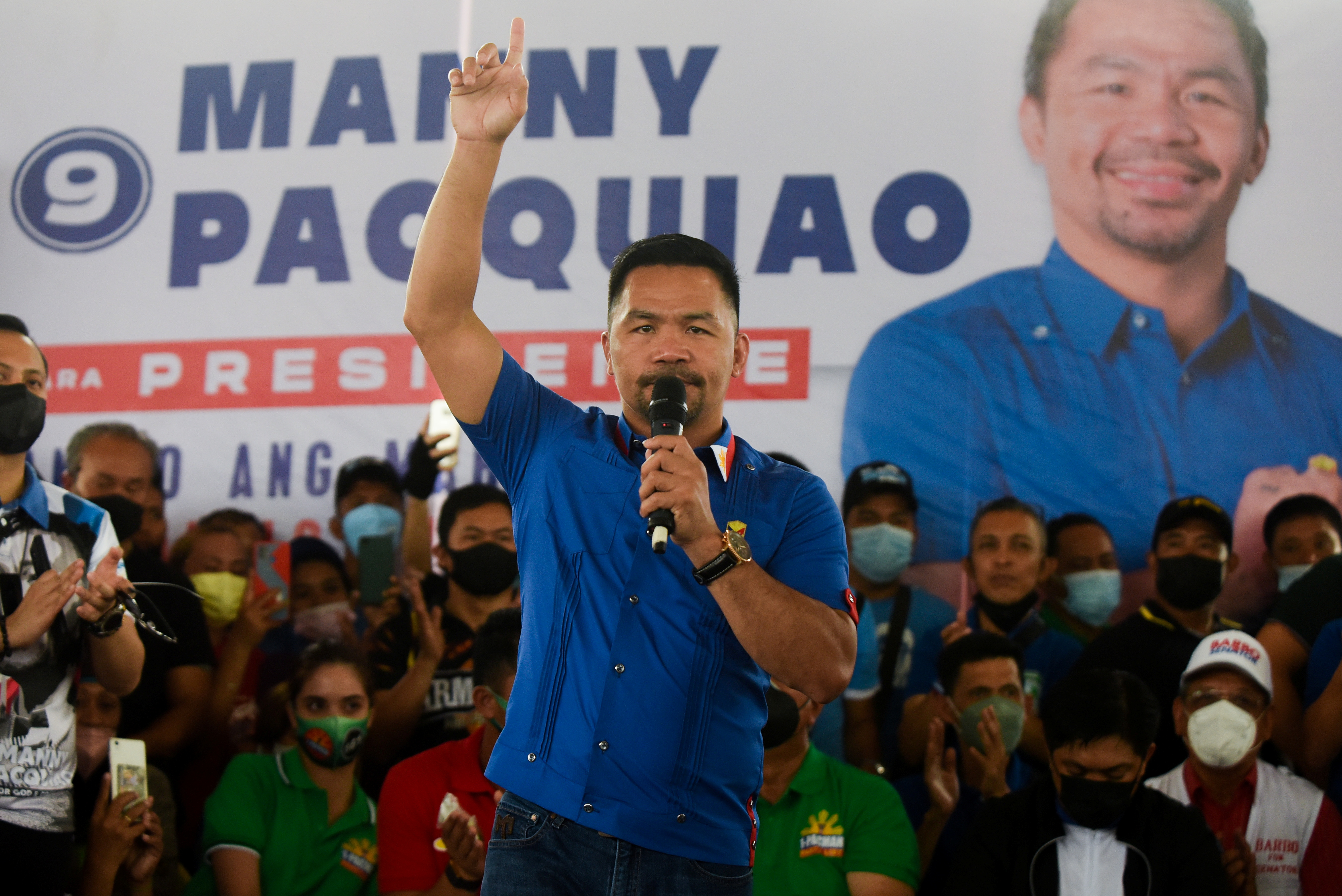 Philippine senator and retired boxing icon Manny Pacquiao holds campaign rally