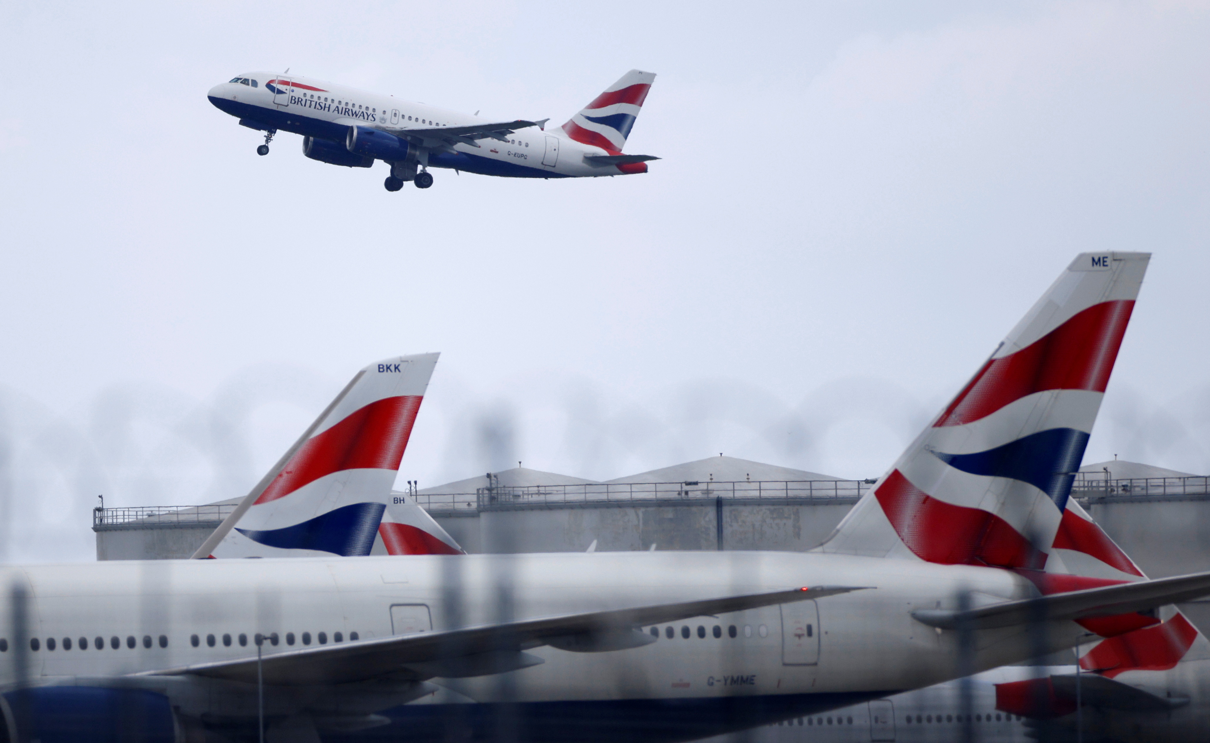 BA Airbus A319 aircraft takes off from Heathrow Airport in London